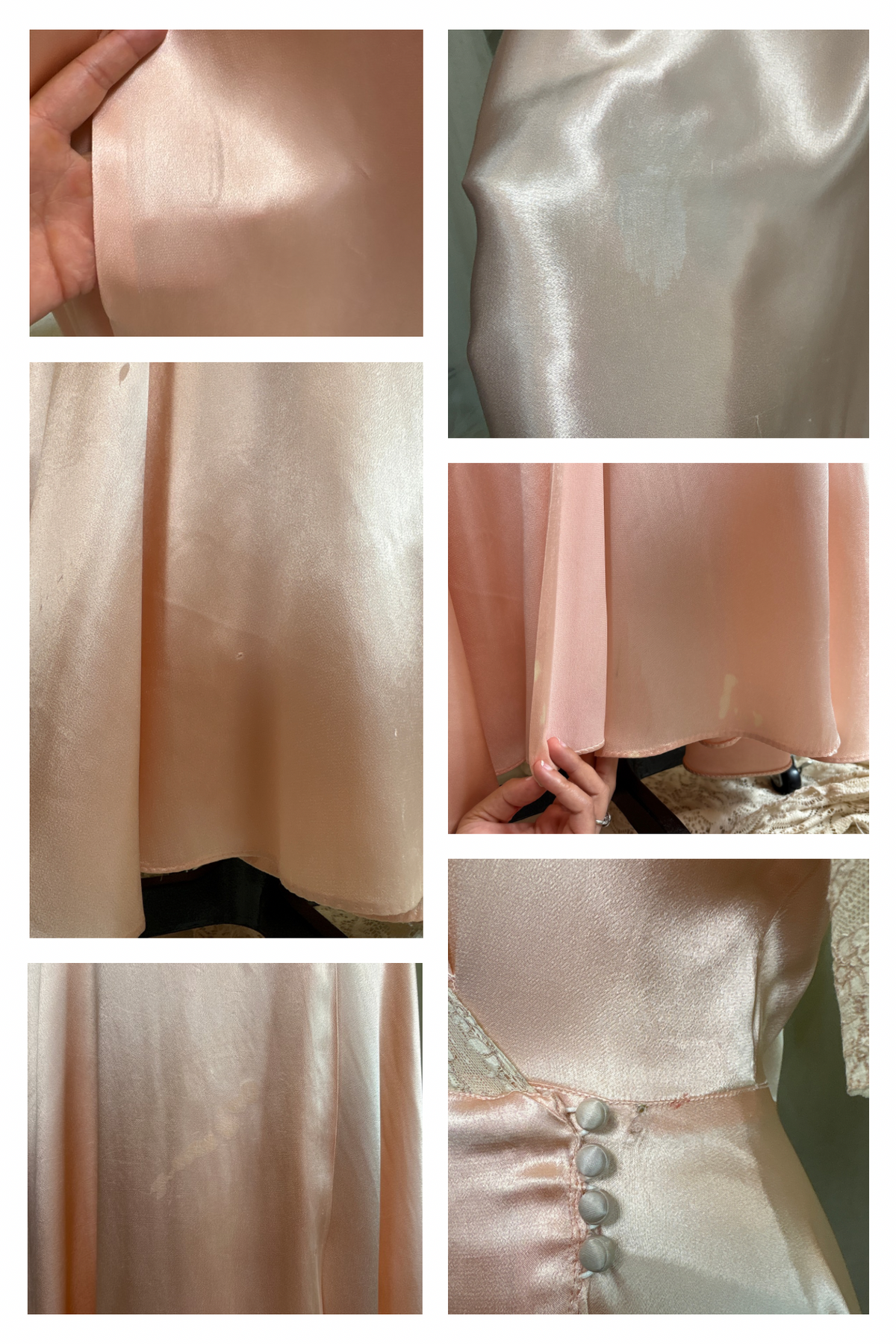 Vintage 1940's Dressing Gown - Dusty Rose Pink Crepe-Back Satin with Keyhole Back | S, M