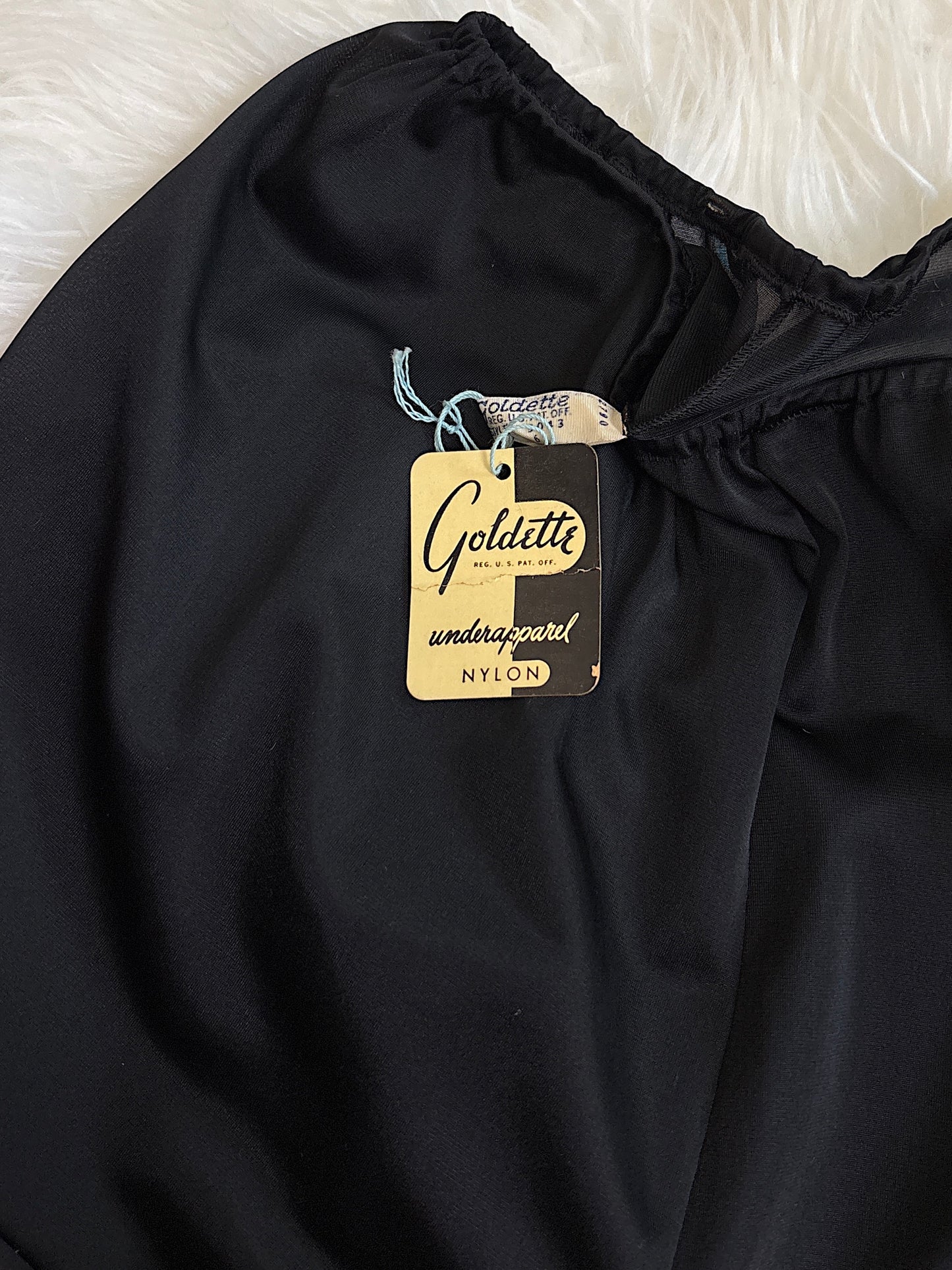 Vintage 1950's Tap Pants - Silky Black Nylon with Eyelet Chiffon Hem by Goldette - New with Tags | XS, S
