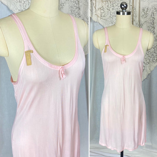 Vintage 1920's Slip | Baby Pink Silk Knit with Drawstring Chest | Size S, M | The Globe - Never Worn with Tag