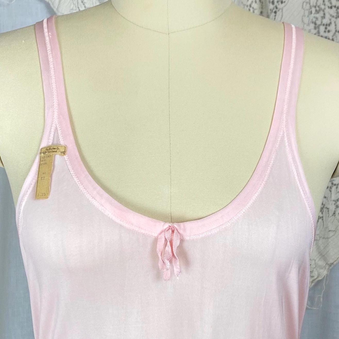 Vintage 1920's Slip | Baby Pink Silk Knit with Drawstring Chest | Size S, M | The Globe - Never Worn with Tag