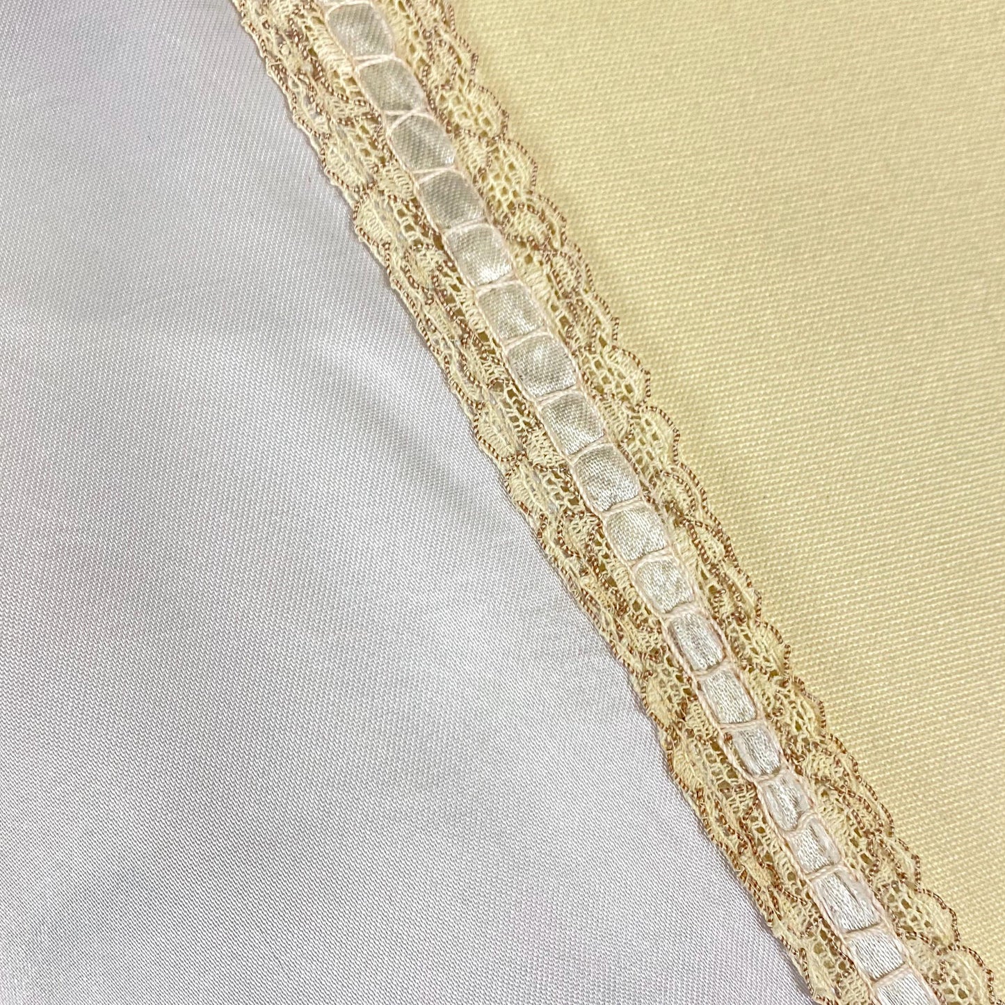 Vintage 1940's Nightgown | Pale Blue Rayon Satin with Warm Nude Lace | Size XLG, XXLG