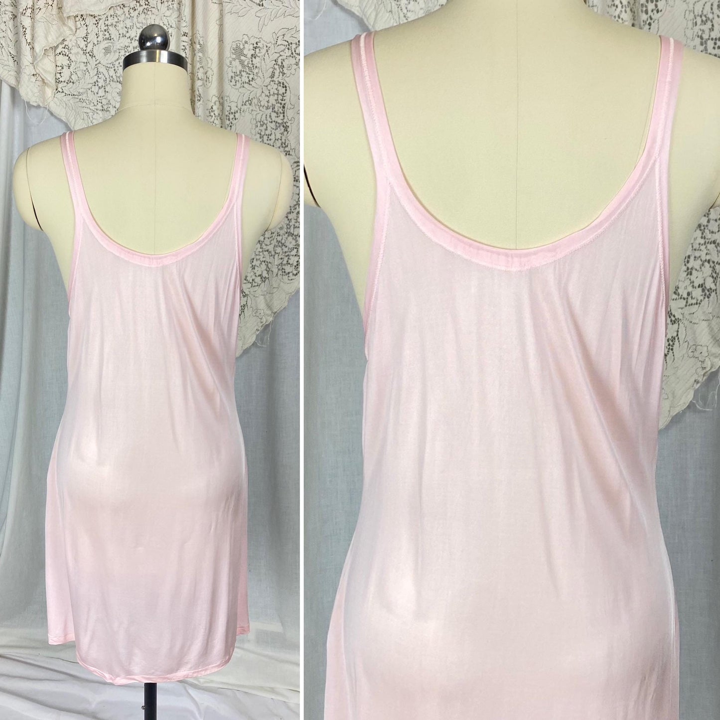 Vintage 1920's Slip | Baby Pink Silk Knit with Drawstring Chest | Size S, M | The Globe - Never Worn with Tag