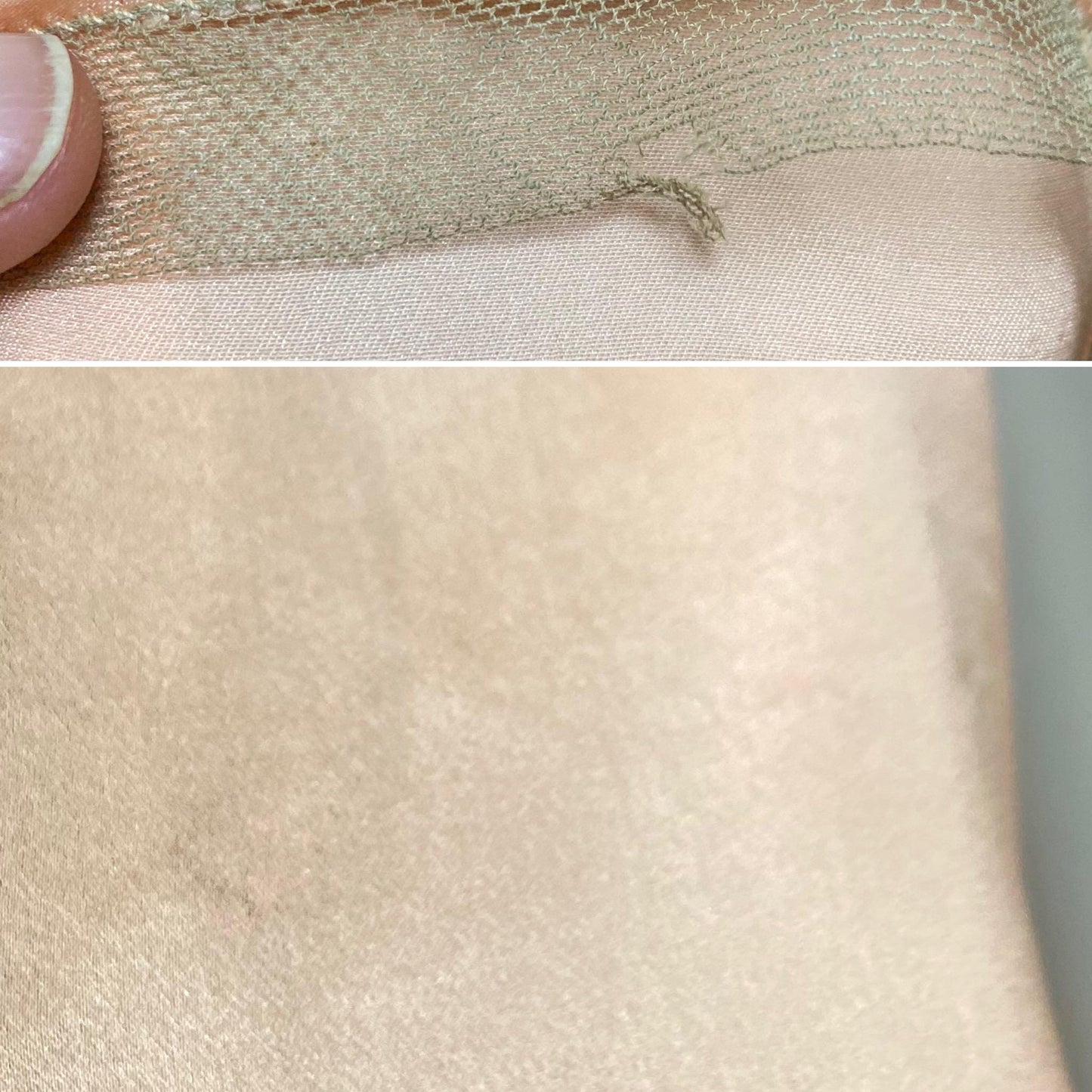 Vintage 1920's Nightgown | Rich Peach Silk with Taupe Tulle Edging & Silk Ribbon Drawstrings | Size XS, S | Never Worn