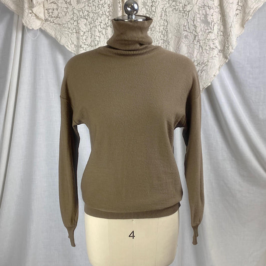 Vintage 1960's - 1970's SAINT LAURENT Turtleneck Sweater | Soft Mocha Silk & Wool Blend | Size XS, S, M | Saint Laurent Rive Gauche