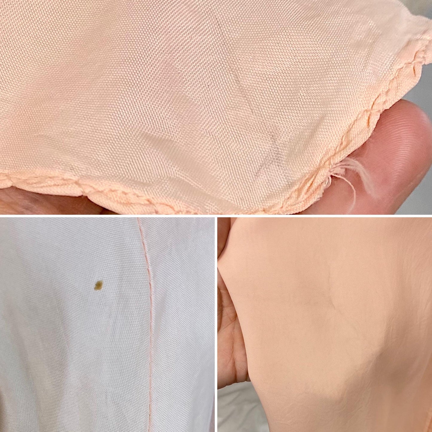 Vintage 1940's Pajama Set | Creamy Rose Pink Rayon with Nude Lace & Blue Silk Ribbon Detail | Size S, M