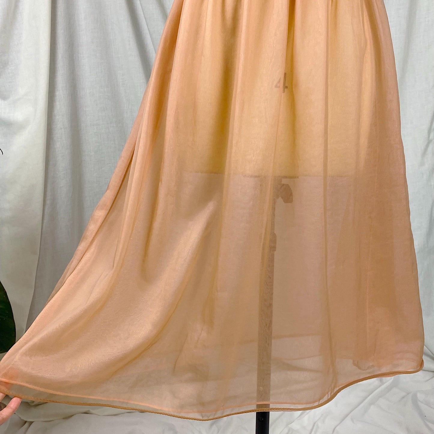 Vintage 1950's - 1960's Nightgown | Sheer Rich Mocha Brown Nylon Chiffon with Sparkly Blush Pink Lining | Size XS | By Kayser