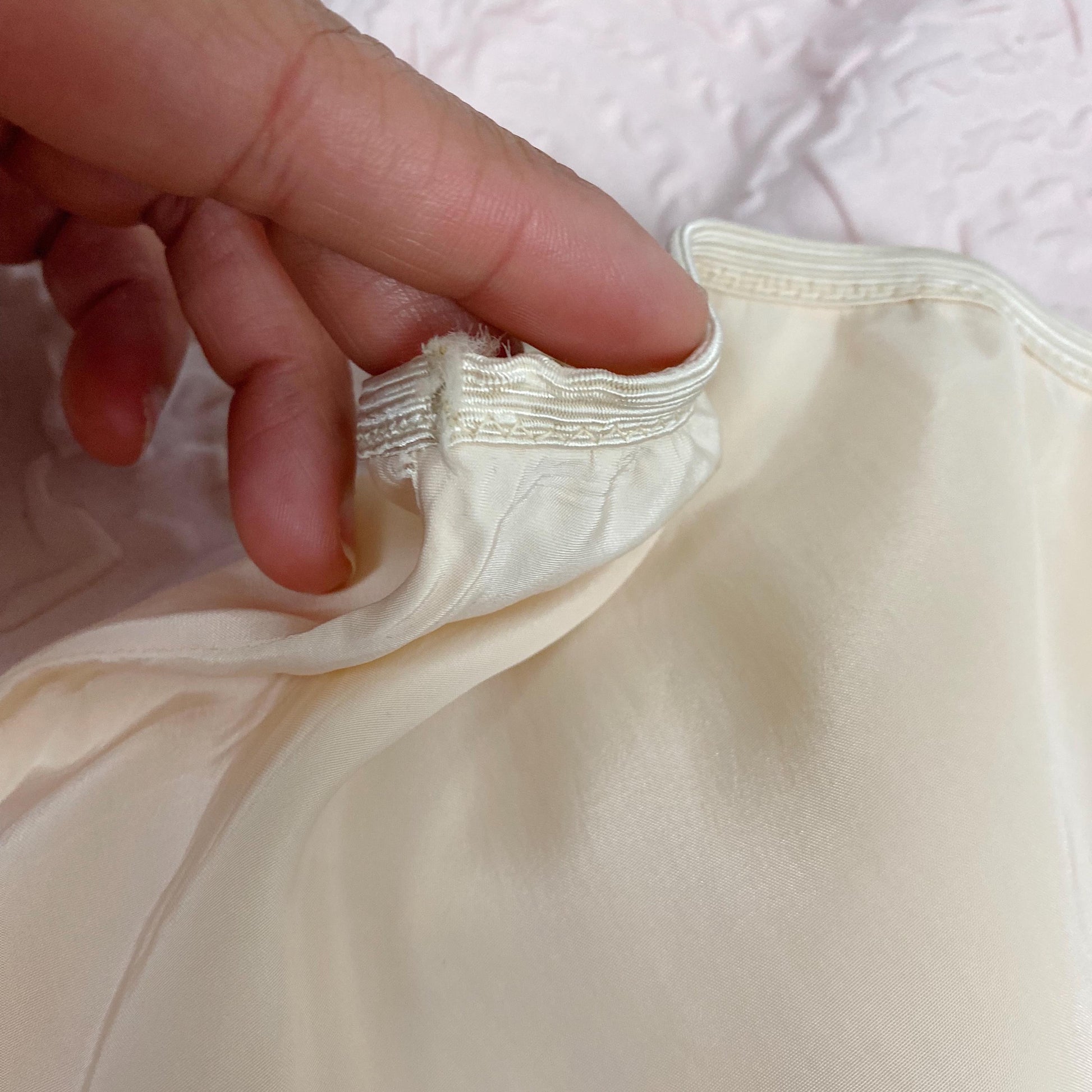 Vintage 1940's Tap Pants | Pale Nude Rayon with Ruffled Ivory Fan Lace | Size S, M | By Du Benay Midriff Slip