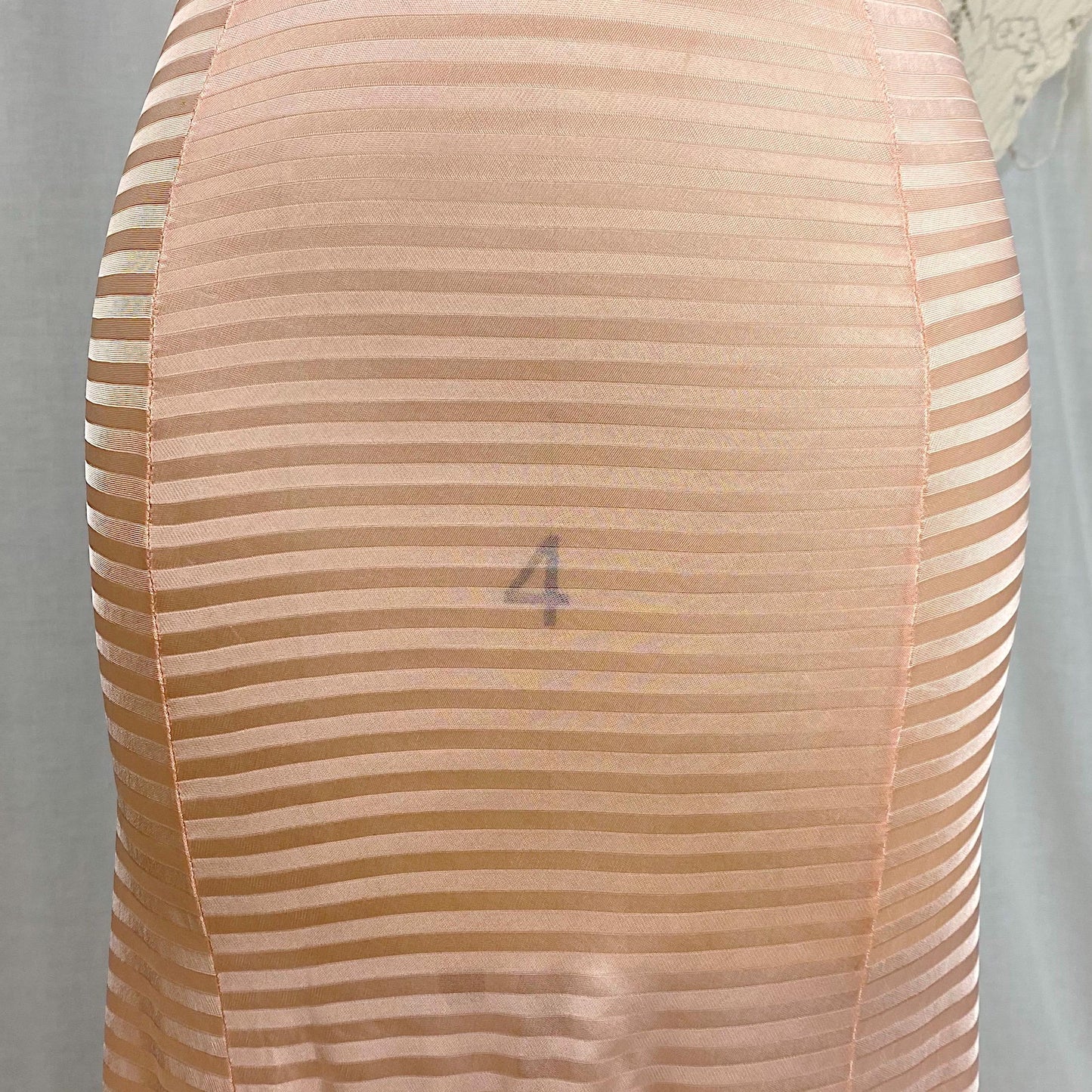 Vintage 1940's Slip | Semi-Sheer Bubblegum Pink Striped Rayon Knit | Size XS | By Lorraine - Never Worn