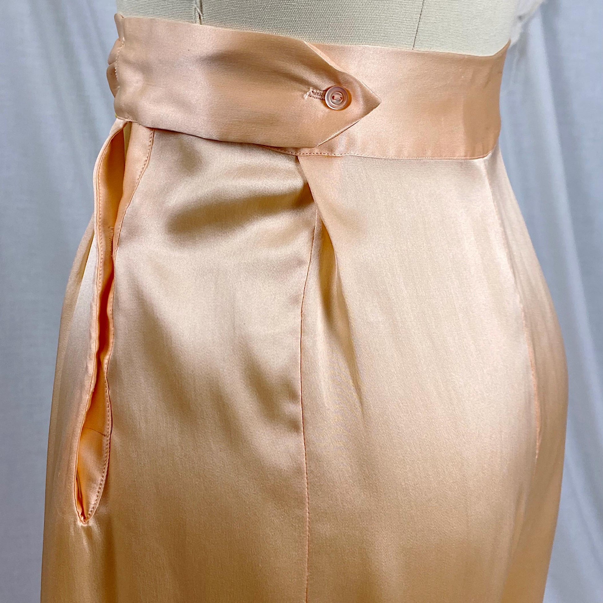 Vintage 1930's Pajama Set | Rose Gold Silk Satin with Deep Nude Lace | Size M, LG | Unworn with Tags
