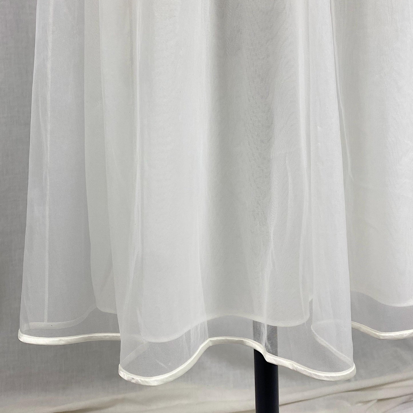 Vintage 1950's - 1960's Nightgown & Peignoir Set | Crisp White Nylon Chiffon with Satin Appliques | Size XS | By Gotham Gold Label