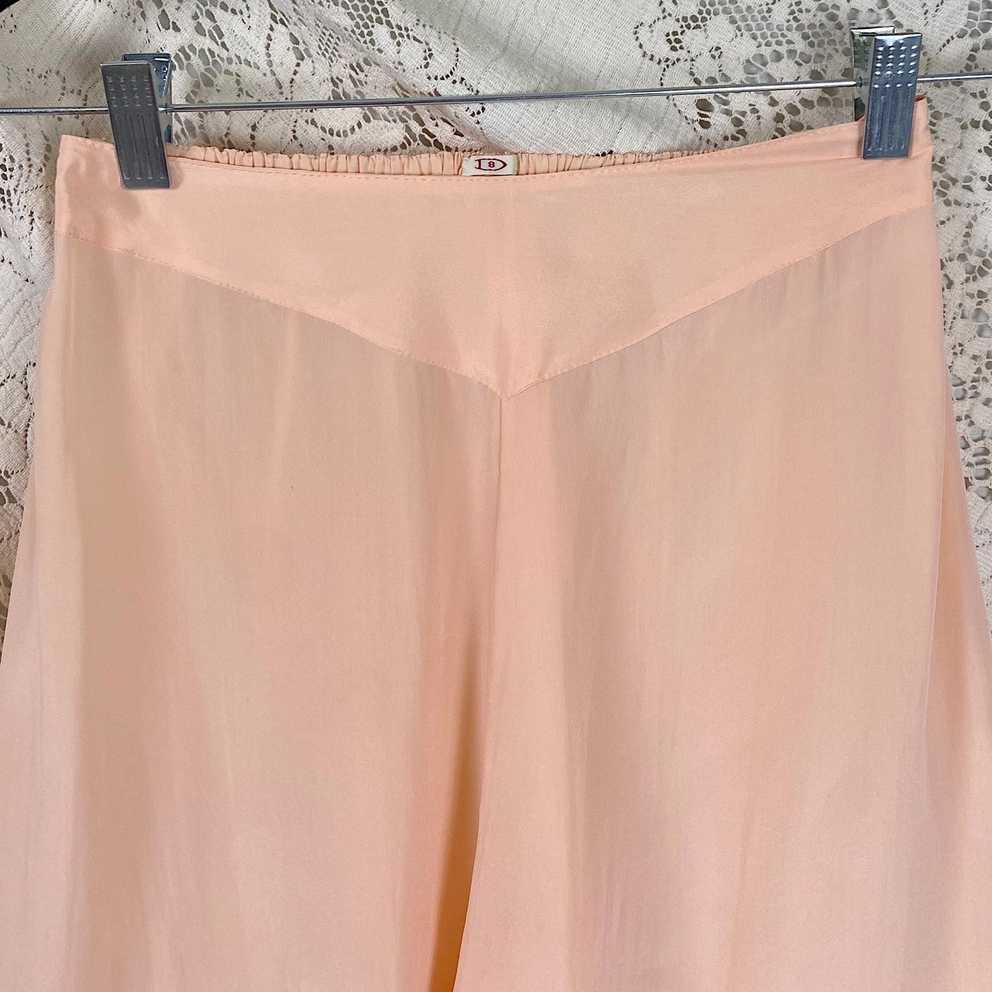 Vintage 1930's Girls Pajama Set | Dusty Rose Pink Silk with Ivory Tulle | Size 10 (30 chest, 24 waist)