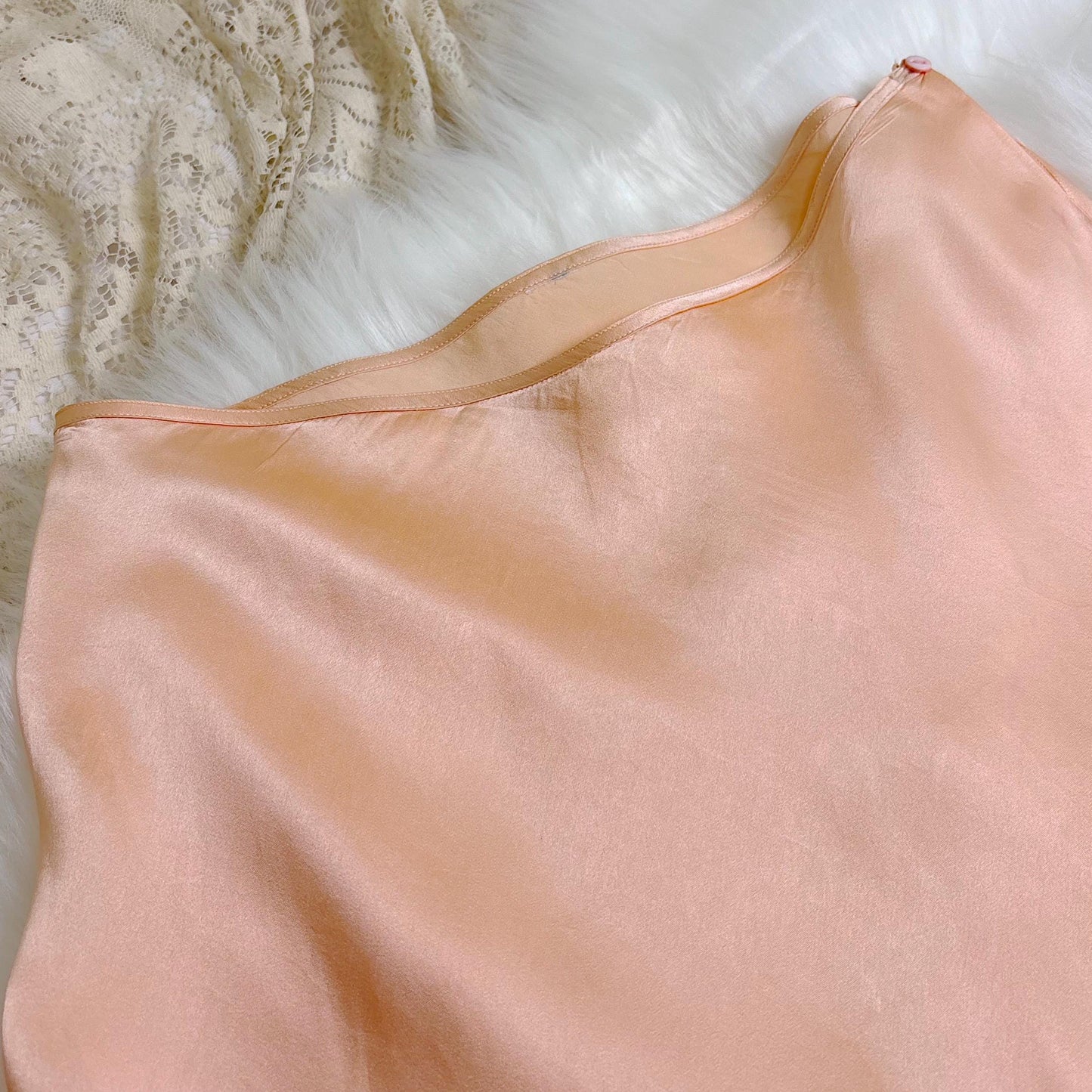 Vintage 1930's Tap Pants - Pale Peach Silk Satin with Sheer Chiffon Inserts & Silver Threaded Floral Embroidery - Size S, M