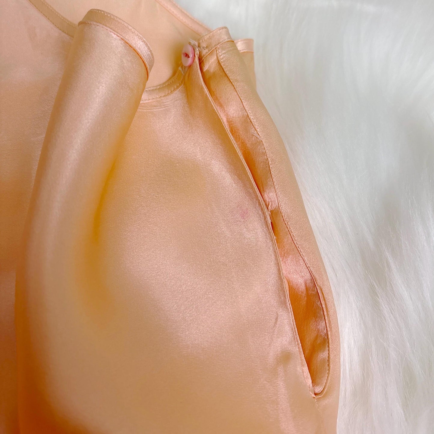 Vintage 1930's Tap Pants - Pale Peach Silk Satin with Sheer Chiffon Inserts & Silver Threaded Floral Embroidery - Size S, M