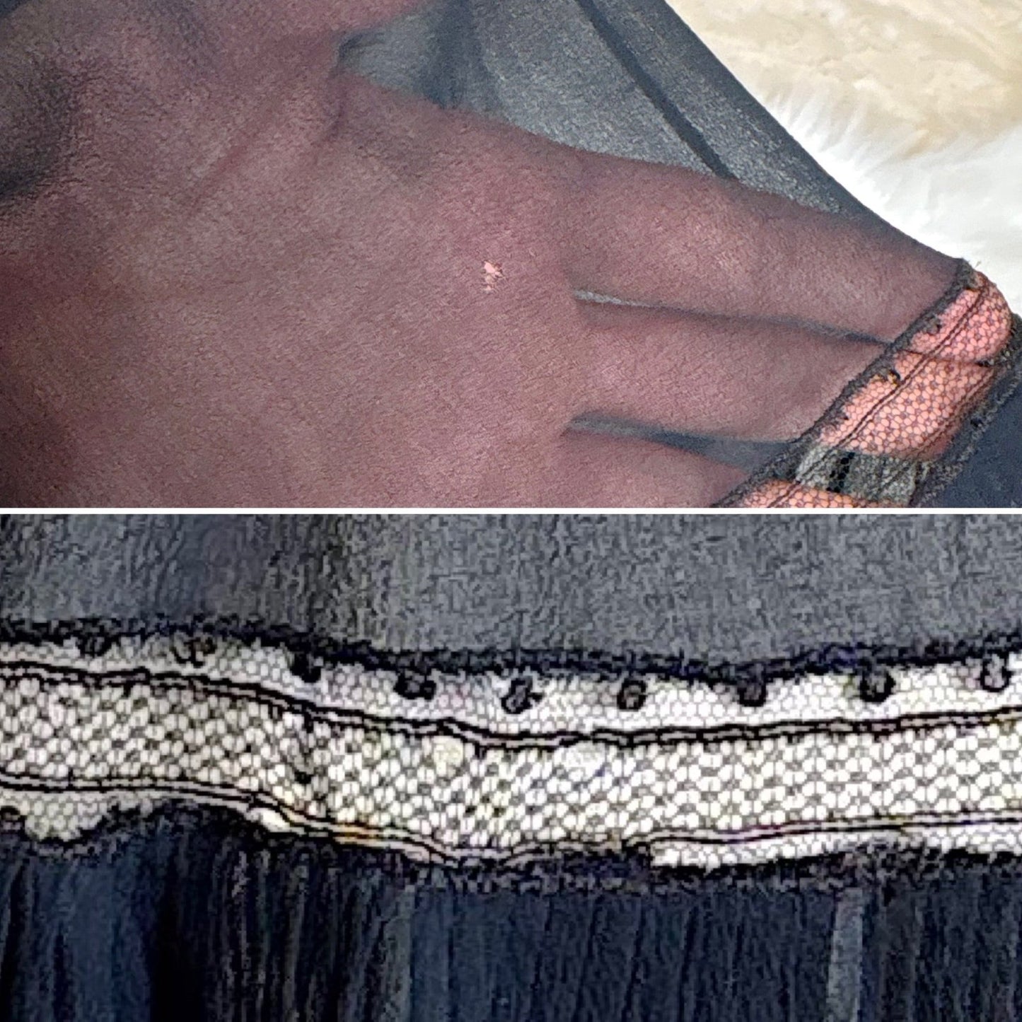 Vintage 1920's Sheer Black Rayon Crepe Tap Pants with Chantilly Lace - Size XS, S, M - Daggers & Dames