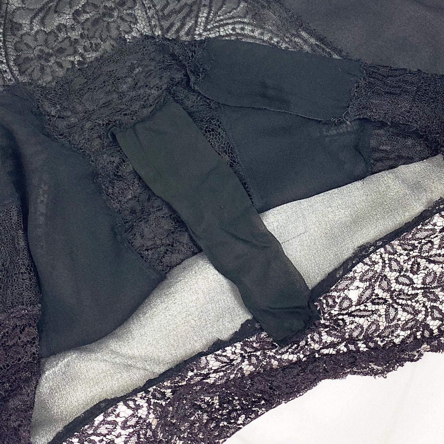 Vintage 1920's Step - in Teddy Chemise | Sheer Black Silk Chiffon with Intricate Chantilly Lace Panel | Size S, M - Daggers & Dames