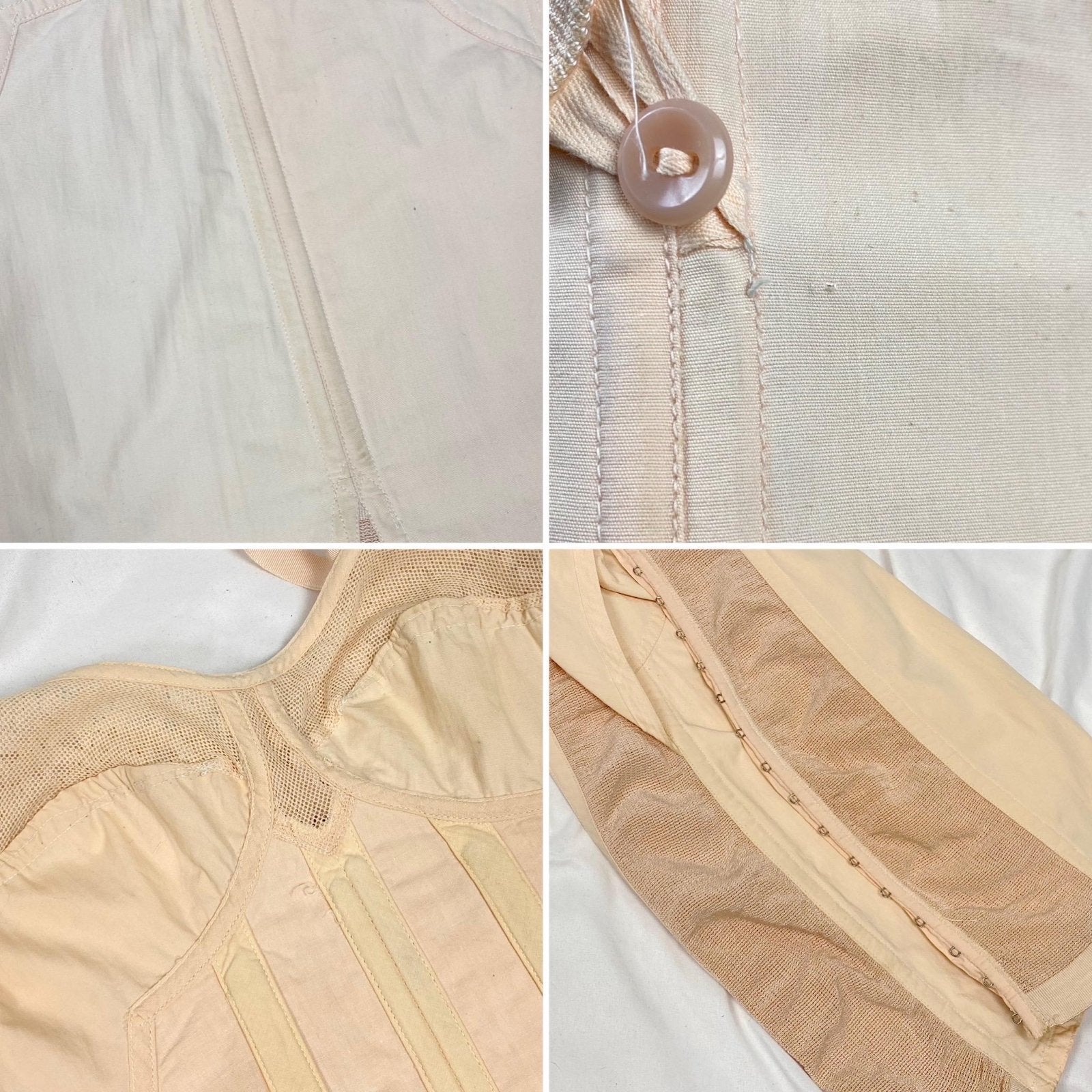 Vintage 1930's - 1940's All in One Girdle | Pale Apricot Cotton with Elastic Panels & Garters | Size 34 B, M | By Gossard - Daggers & Dames