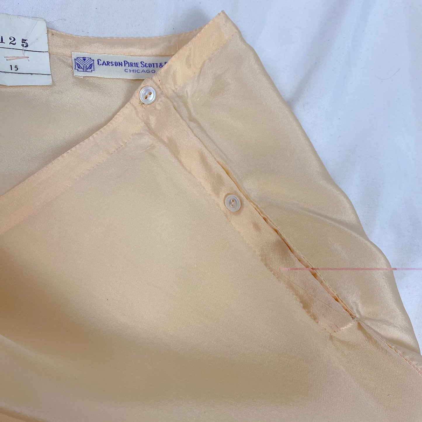 Vintage 1930's - 1940's Tap Pants | Peach Silk with Cornflower Blue Trim | Size S | By Carson, Pirie, Scott & Co. - New with Tags - Daggers & Dames