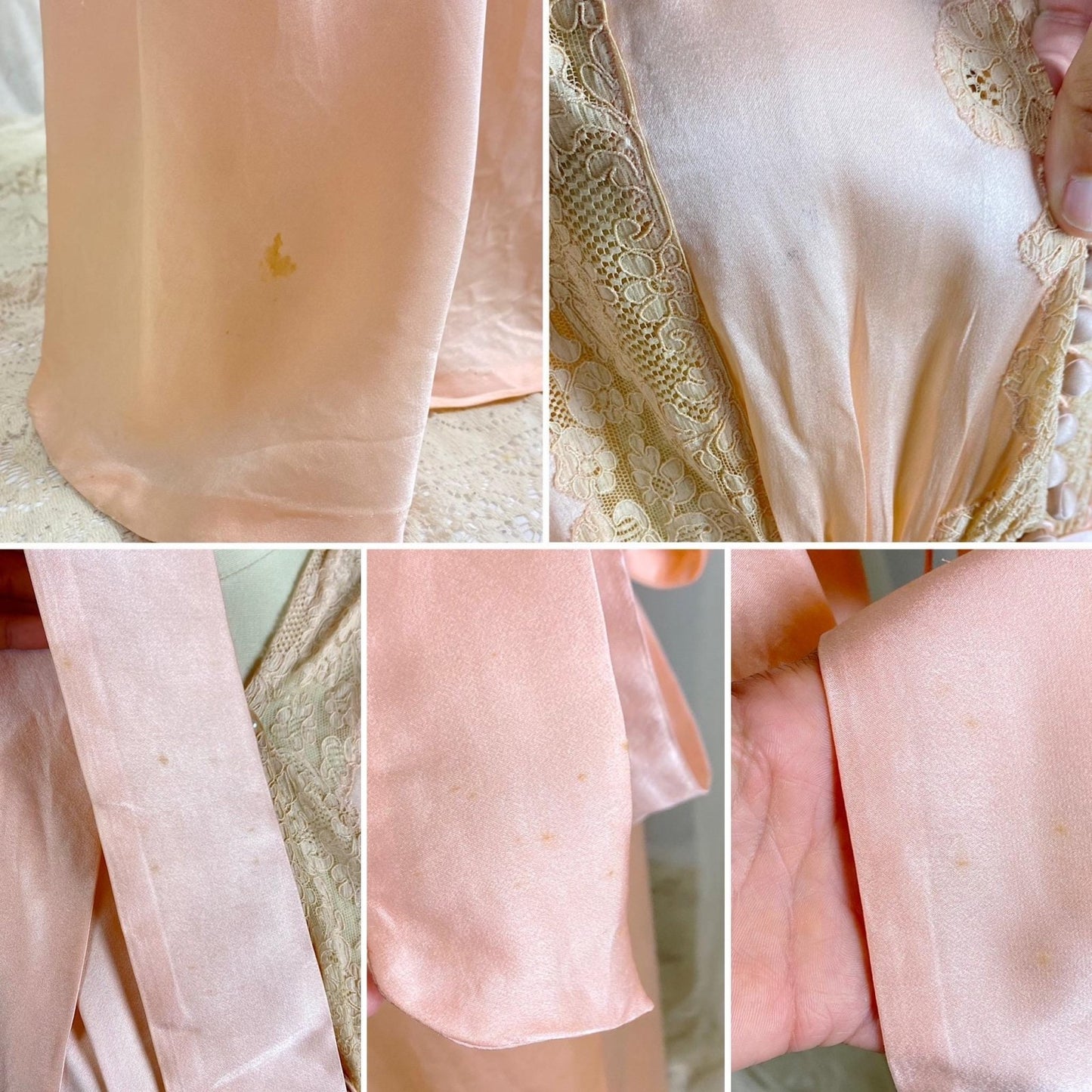 Vintage 1930's Dressing Gown Robe - Lush Rose Pink Silk with Nude Alençon Lace - Size M - Daggers & Dames