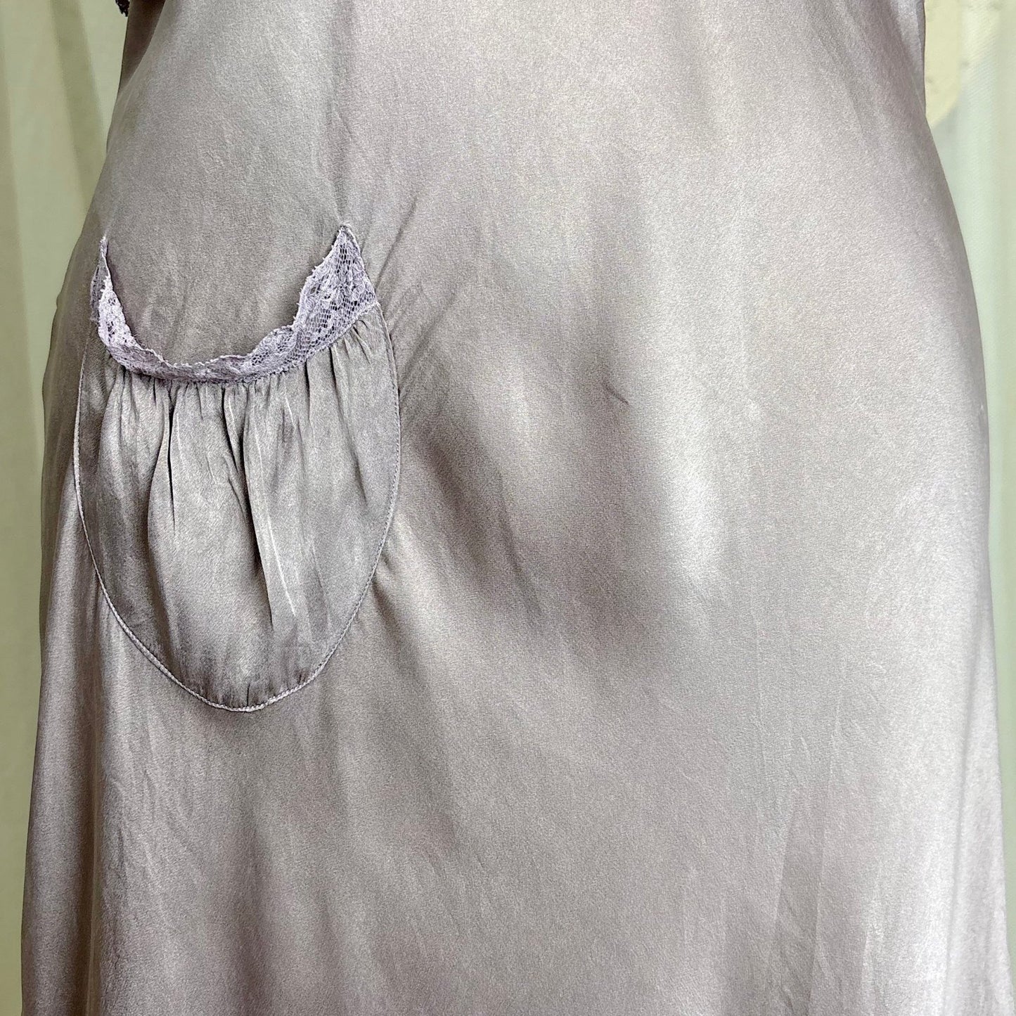 Vintage 1930's Gunmetal Gray Silk Nightgown with Diamond Shirring - Size S, M - Daggers & Dames