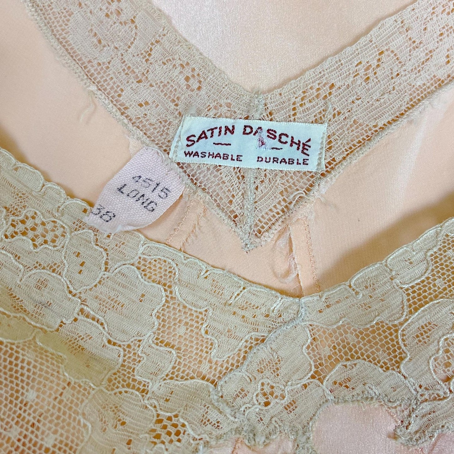 Vintage 1930's Maxi Slip - Rich Apricot Silk Satin with Warm Ecru Cotton Lace - Size M - By Barbizon - Daggers & Dames