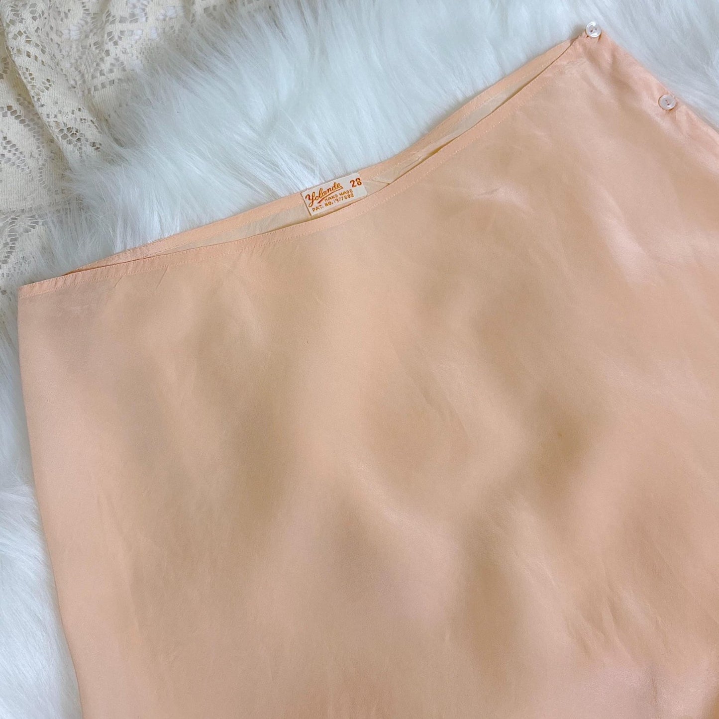Vintage 1930's Tap Pants - Light Peach Semi Sheer Silk with Deep Mocha Lace Appliques - Size S, M - By Yolande - Daggers & Dames