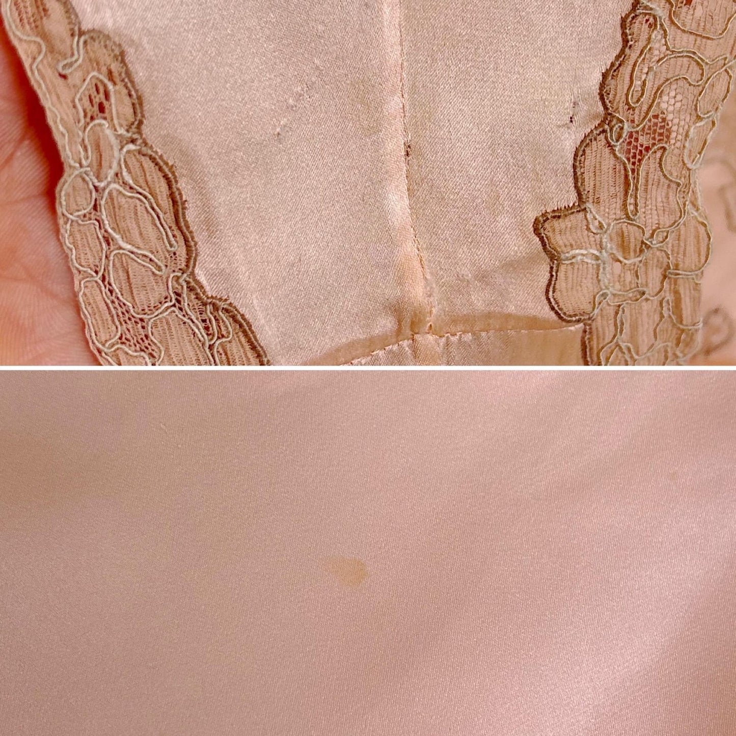 Vintage 1930's Tap Pants - Rich Rose Pink Silk Satin with Deep Mocha Embroidered Lace - Size XS - By Yolande - Daggers & Dames