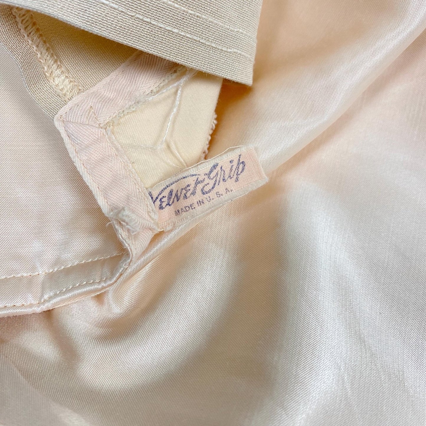 Vintage 1940's - 1950's Girdle | Pale Powder Pink Rayon Satin with Elastic Panels | Size XS, S | By Velvet Grip - Daggers & Dames