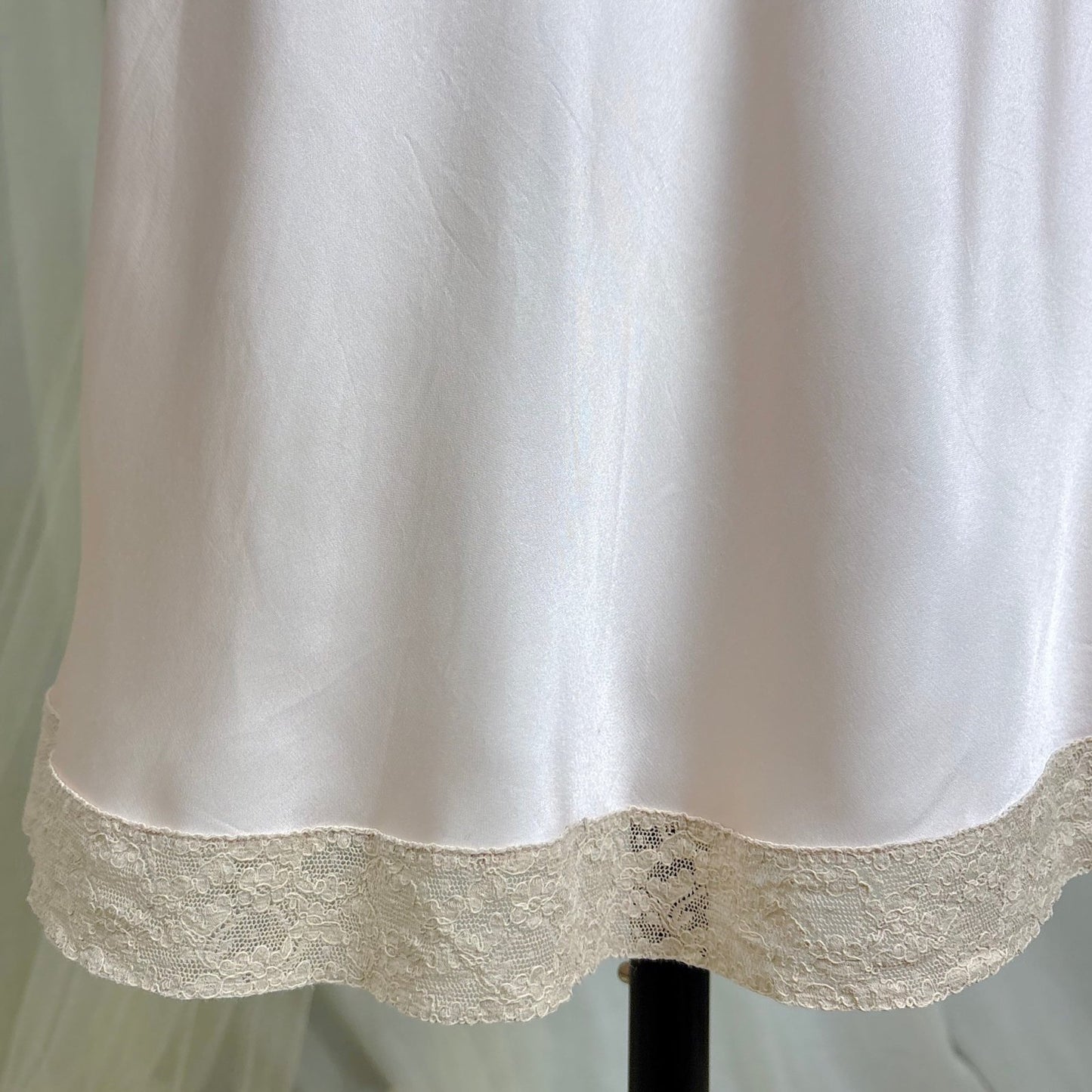 Vintage 1940's Baby Pink Rayon Satin Slip - By Fischer Heavenly Lingerie, Size S - Daggers & Dames