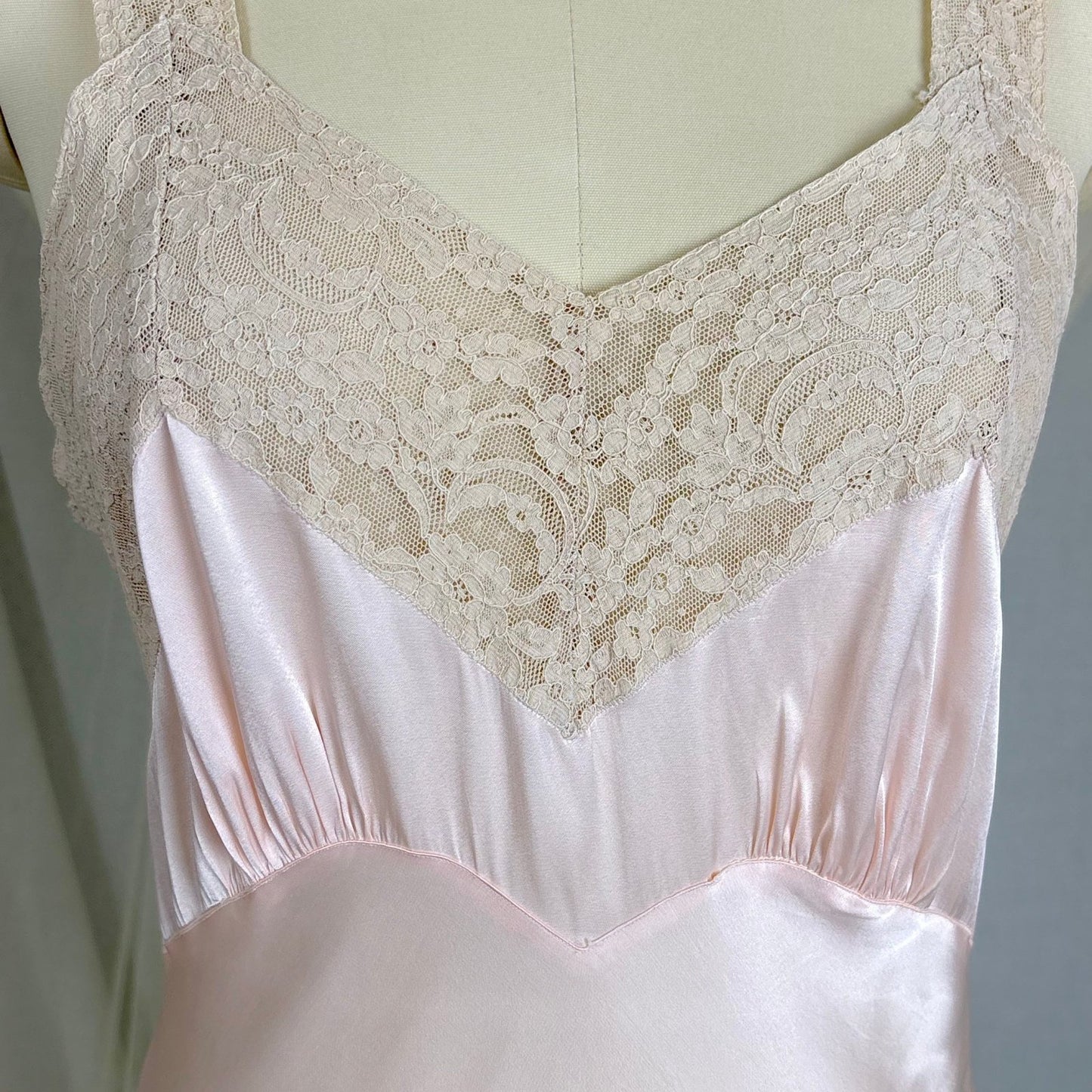 Vintage 1940's Baby Pink Rayon Satin Slip - By Fischer Heavenly Lingerie, Size S - Daggers & Dames