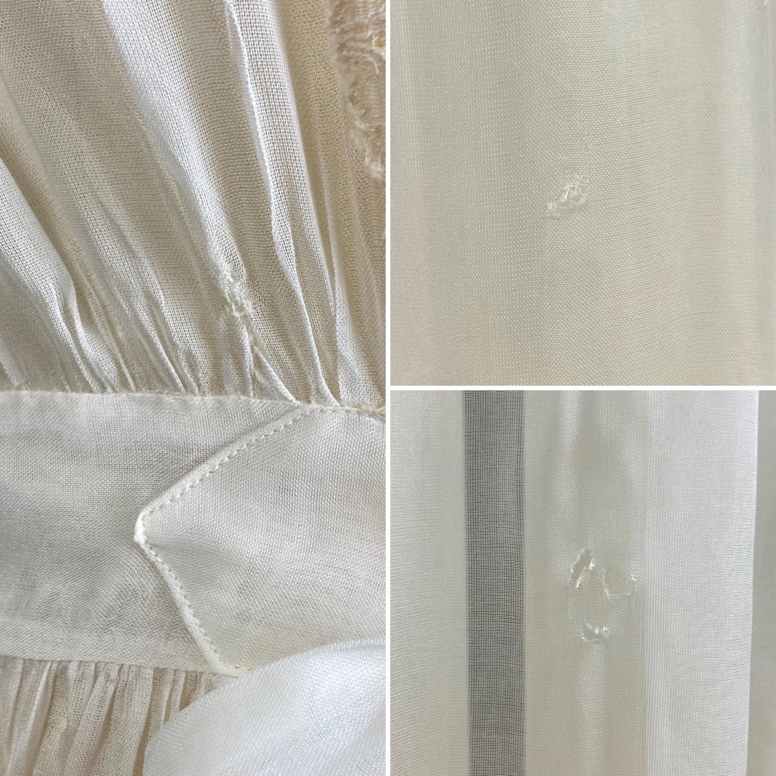 Vintage 1940's Buttercream Rayon Nightgown with Cotton Floral Lace & White Chiffon Appliques by Seamprufe – Size 38 - Daggers & Dames