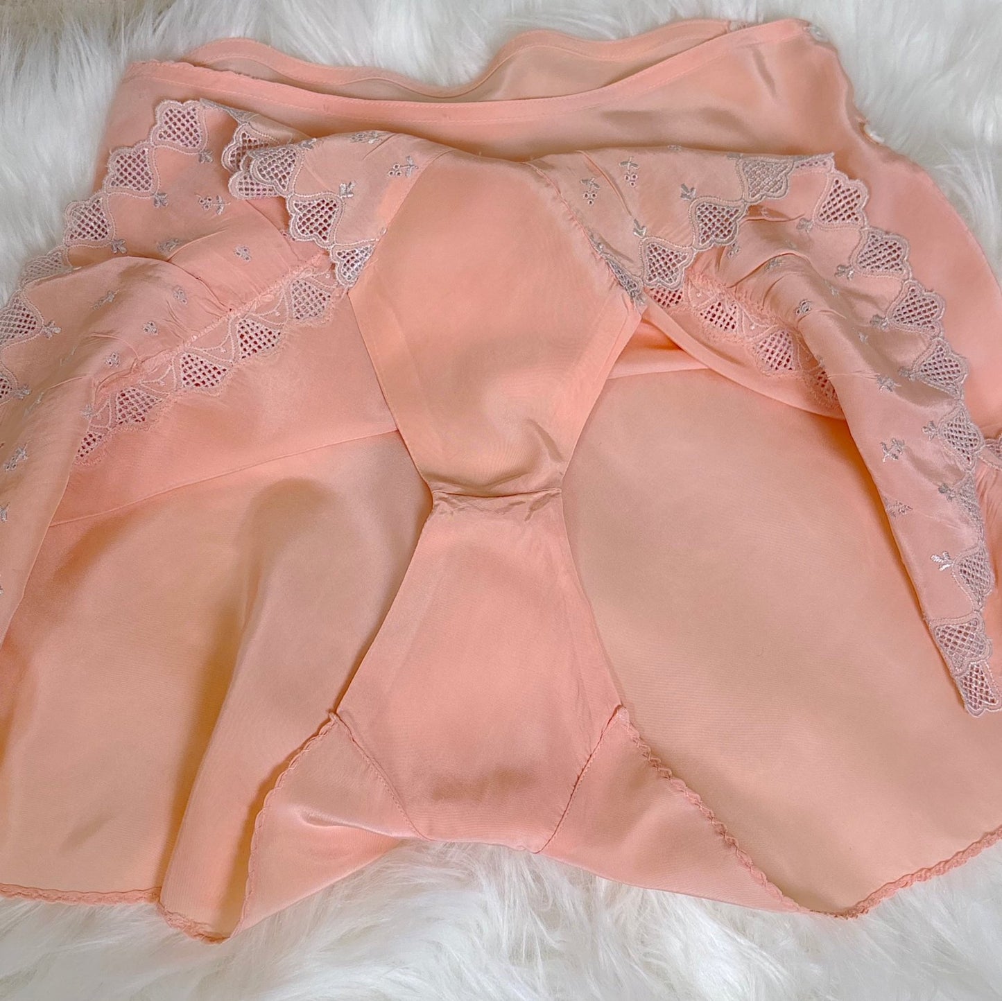 Vintage 1940's Candy Pink Rayon Tap Pants with Silver Bell Embroidery - Size XS - Daggers & Dames