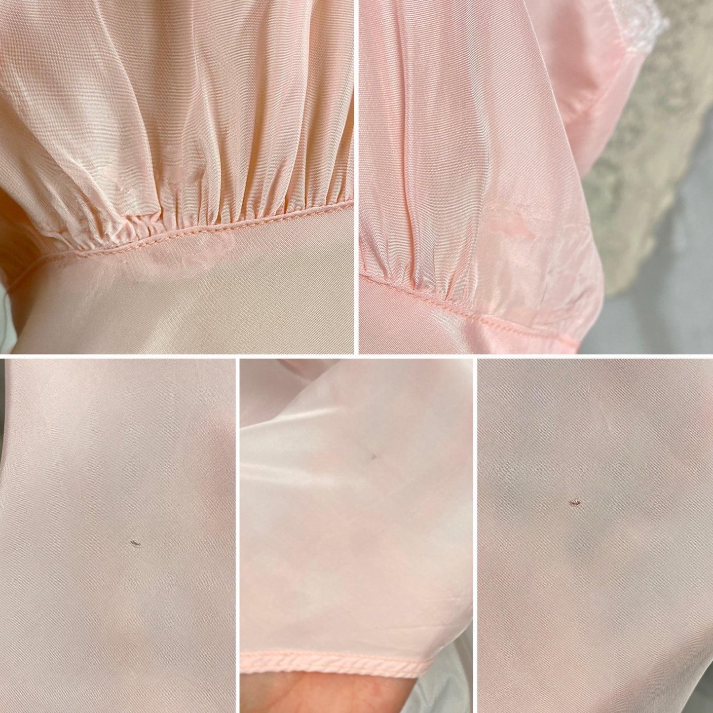 Vintage 1940's Nightgown | Bubblegum Pink Rayon with Gathered Bodice & Woven Blue Ribbon | Size S, M - Daggers & Dames