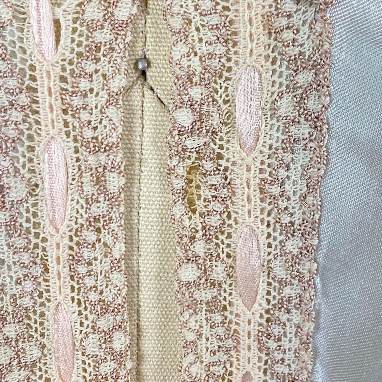 Vintage 1940's Nightgown | Palest Aqua Blue Rayon Satin with Pink Silk Ribbon Woven Lace | Size S - Daggers & Dames