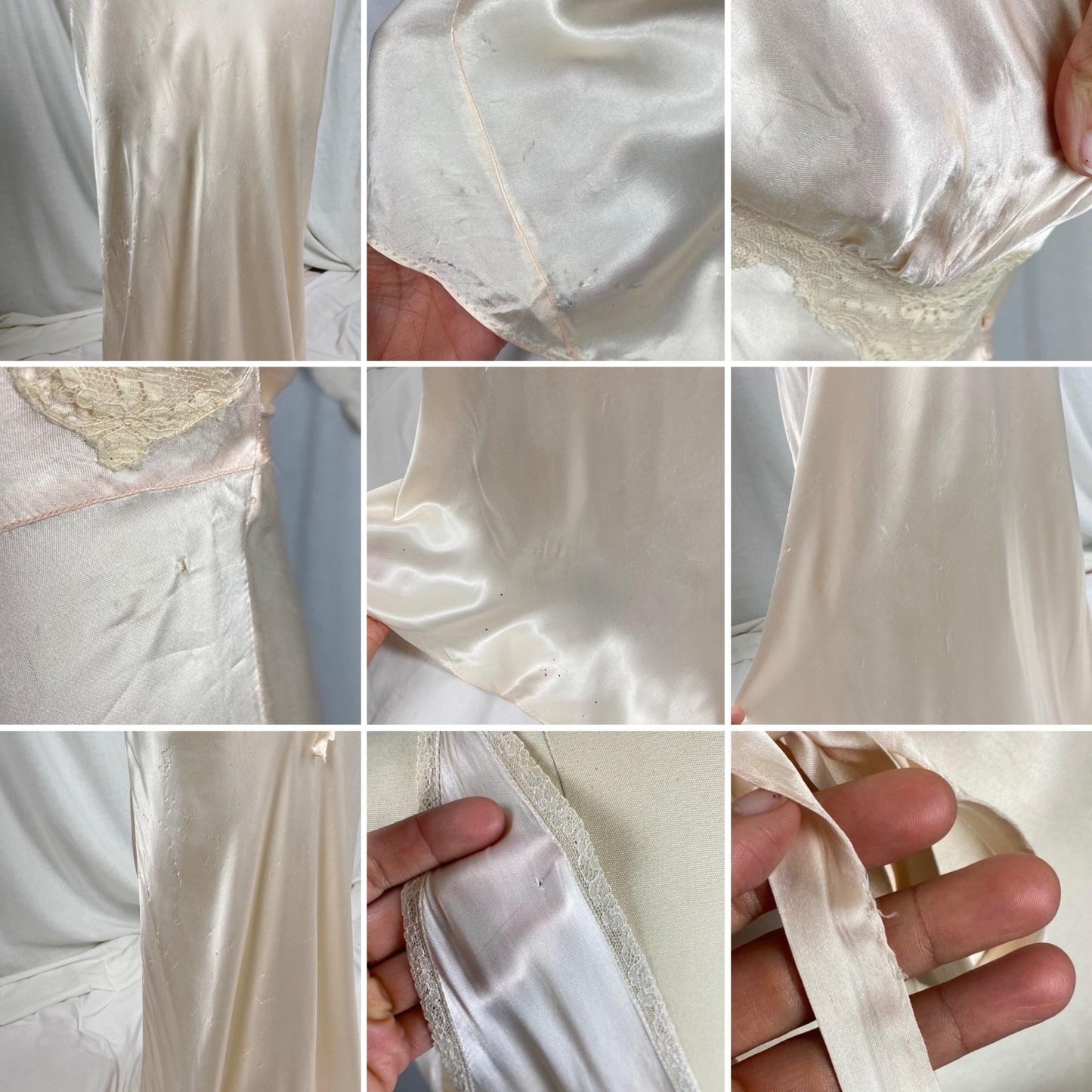 Vintage 1940's Nightgown | Palest Pink Rayon Satin with Ivory Cotton Lace | Size XS, S - Daggers & Dames