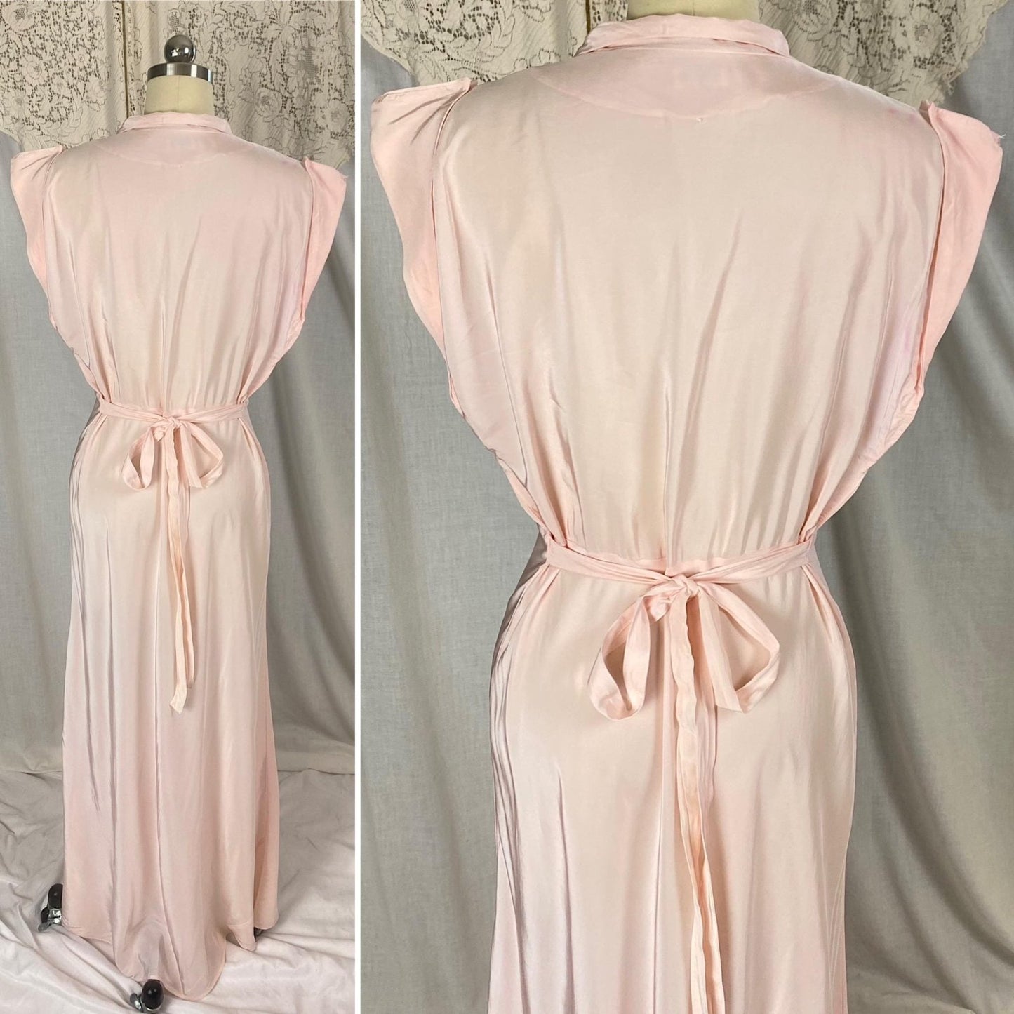 Vintage 1940's Nightgown | Petal Pink Rayon with Darted Shoulders & Keyhole Neckline | Size S, M | Textron - Daggers & Dames