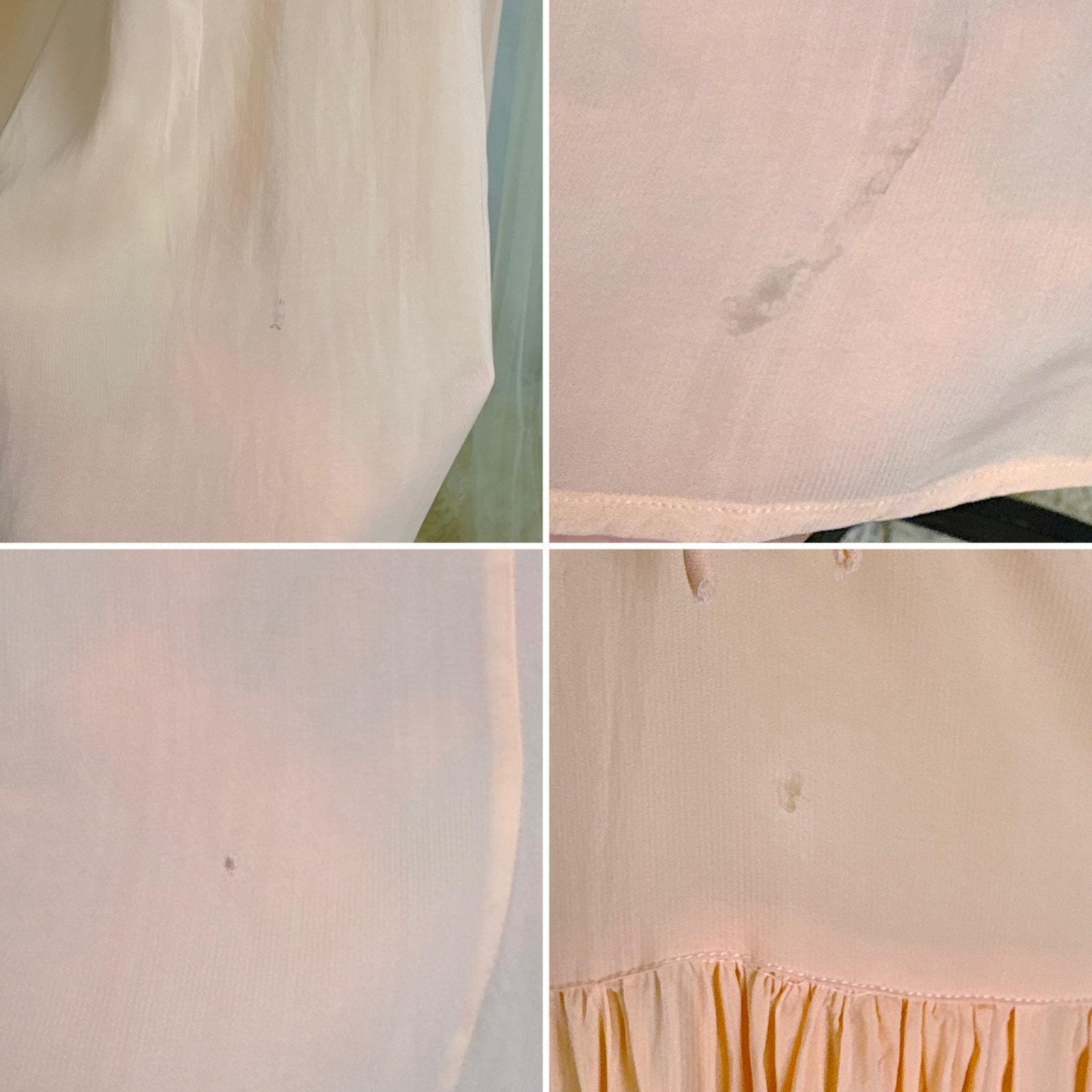 Vintage 1940's Pale Blush Pink Rayon Chiffon Nightgown with Diamond Pin Tuck Detail - Made in Hungary, Size S, M, LG - Daggers & Dames