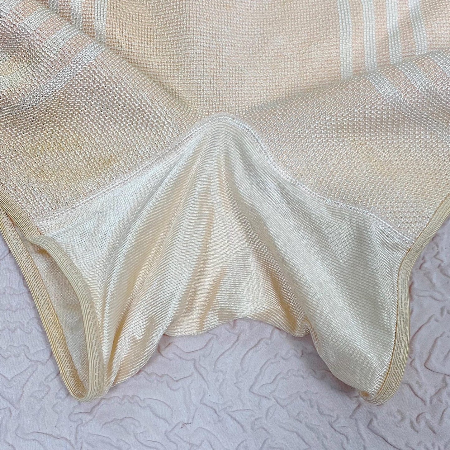 Vintage 1940's Panty Girdle | Peach Rayon Knit with Pink Stripes & Removeable Garters | Size S, M | Never Worn - Daggers & Dames