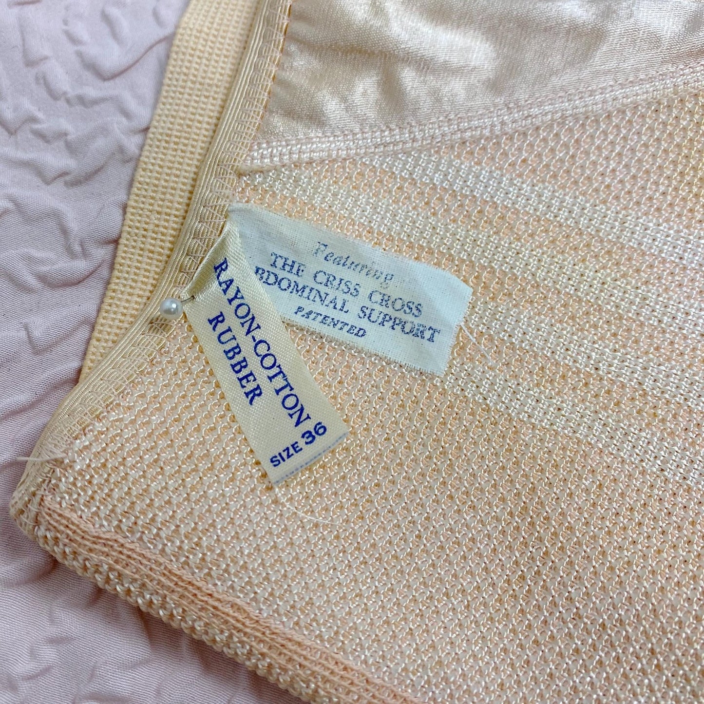 Vintage 1940's Panty Girdle | Peach Rayon Knit with Pink Stripes & Removeable Garters | Size S, M | Never Worn - Daggers & Dames