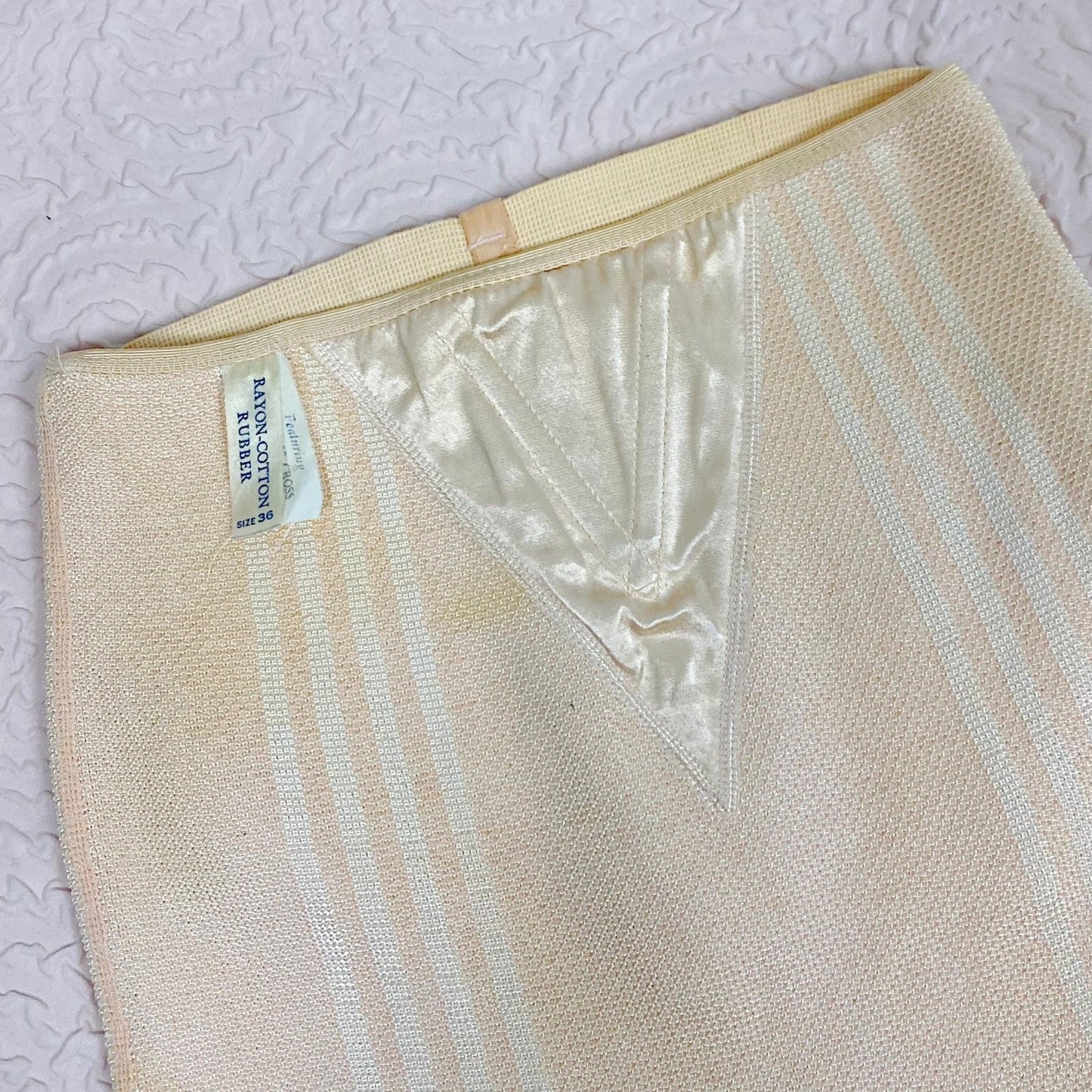 Vintage 1940's Panty Girdle | Peach Rayon Knit with Pink Stripes & Removeable Garters | Size S, M | Never Worn - Daggers & Dames