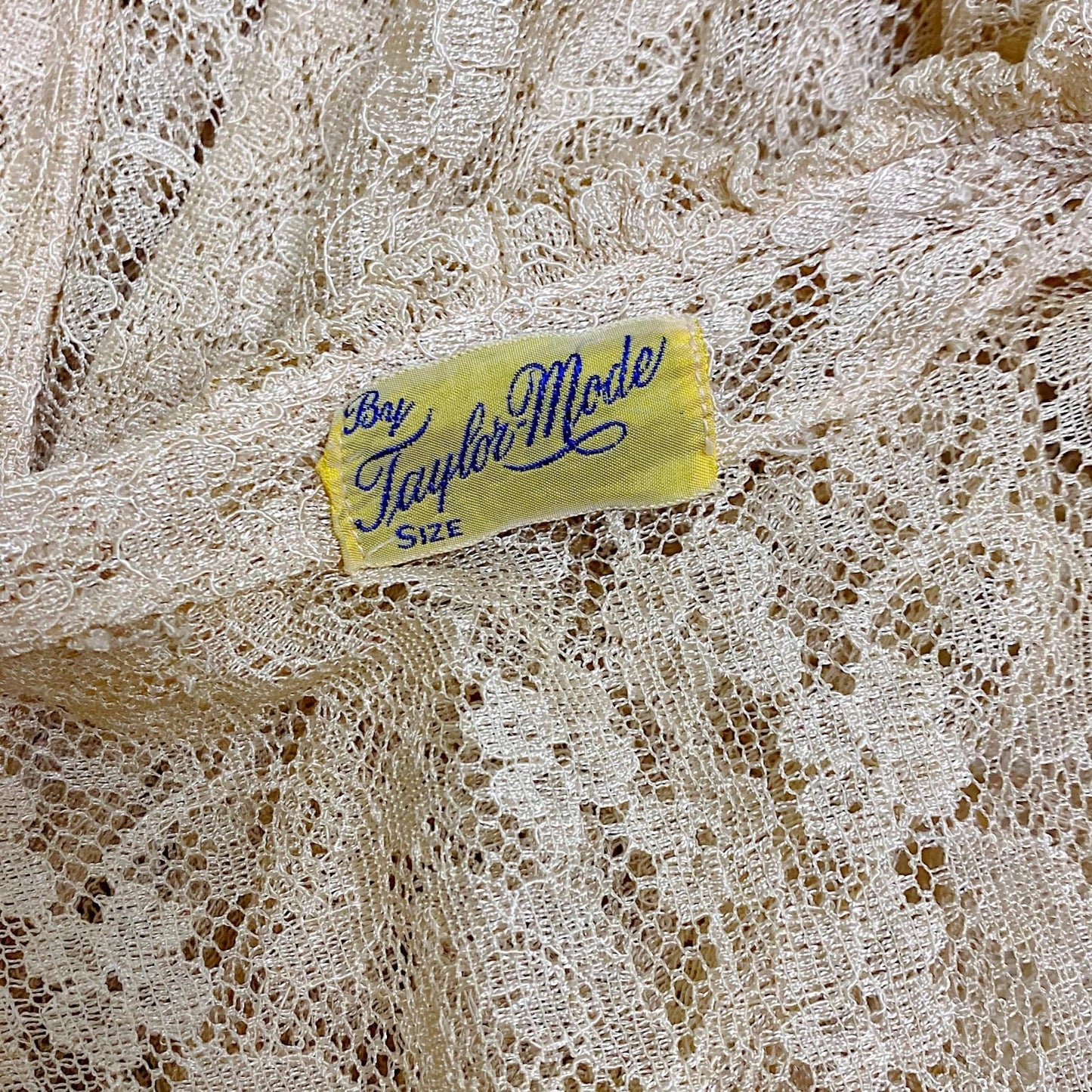 Vintage 1940's Robe - Pale Bronze Floral Rayon Lace with Ruffled Yoke & Sleeves - Size XS, S - By Taylor Mode - Daggers & Dames