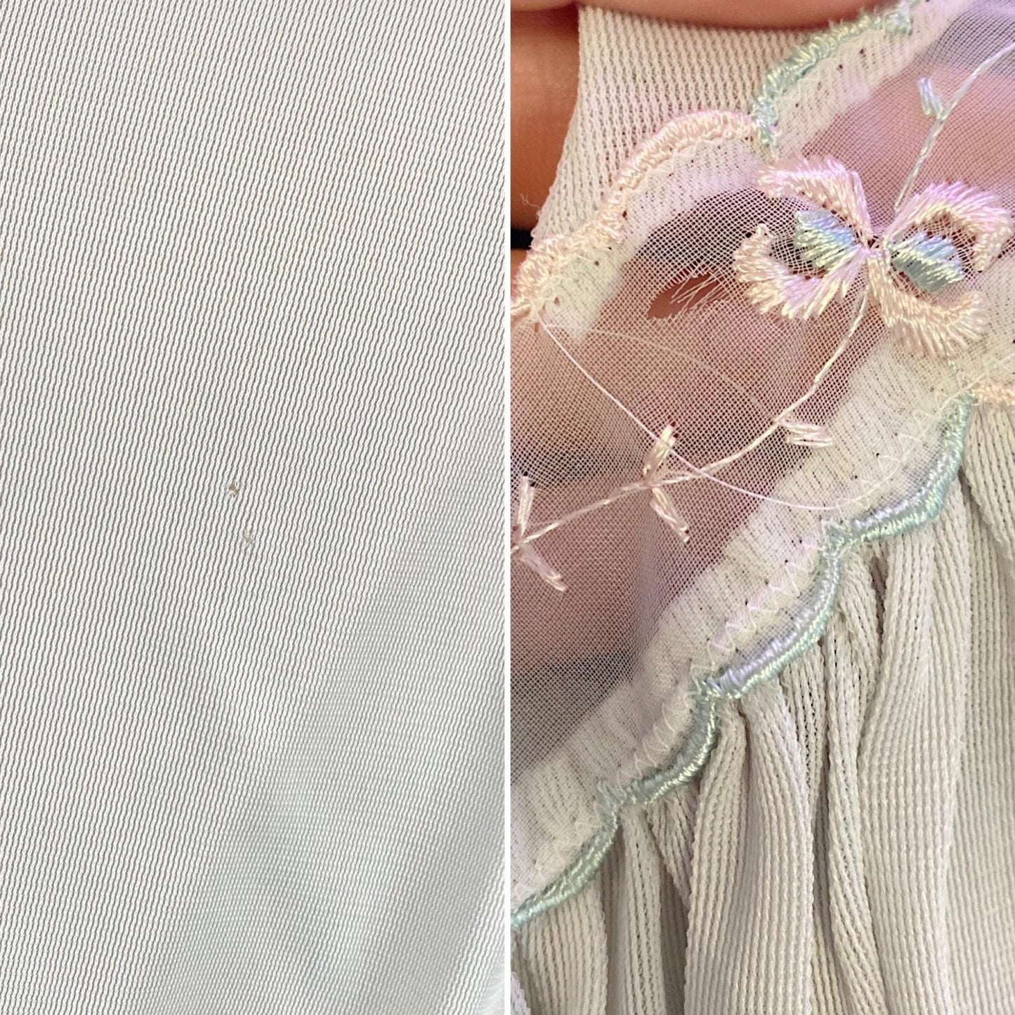 Vintage 1950's Crop Top & Bloomers Pajama Set | Pale Aqua Blue Nylon with Sheer White Chiffon Trim | Size XS, S | Mojud - Never Worn - Daggers & Dames