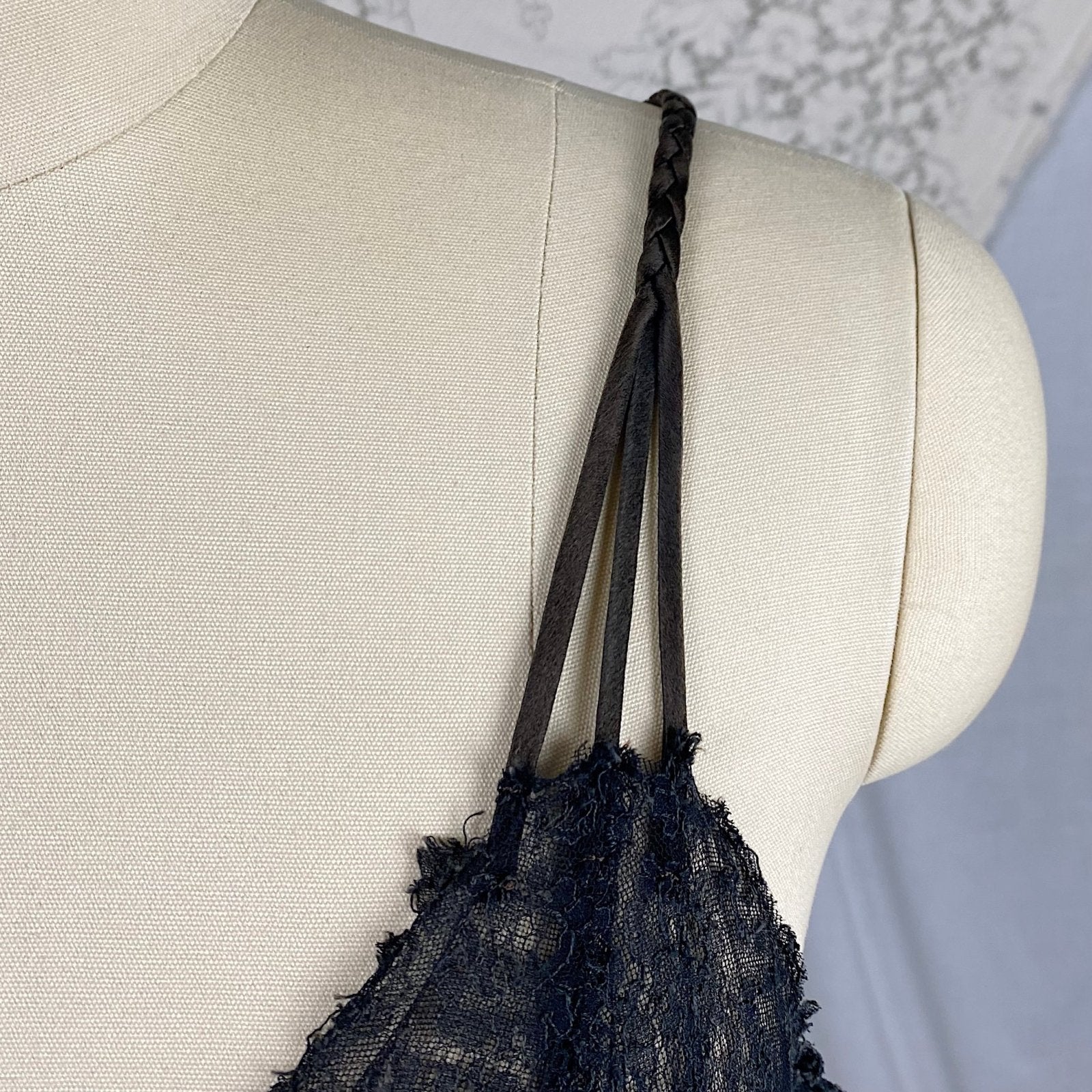 Vintage 1950's Nightgown | Sheer Black Chiffon with Deep Olive Green Satin inserts & Chantilly Lace | Size S, M | By Lucie Ann - Daggers & Dames