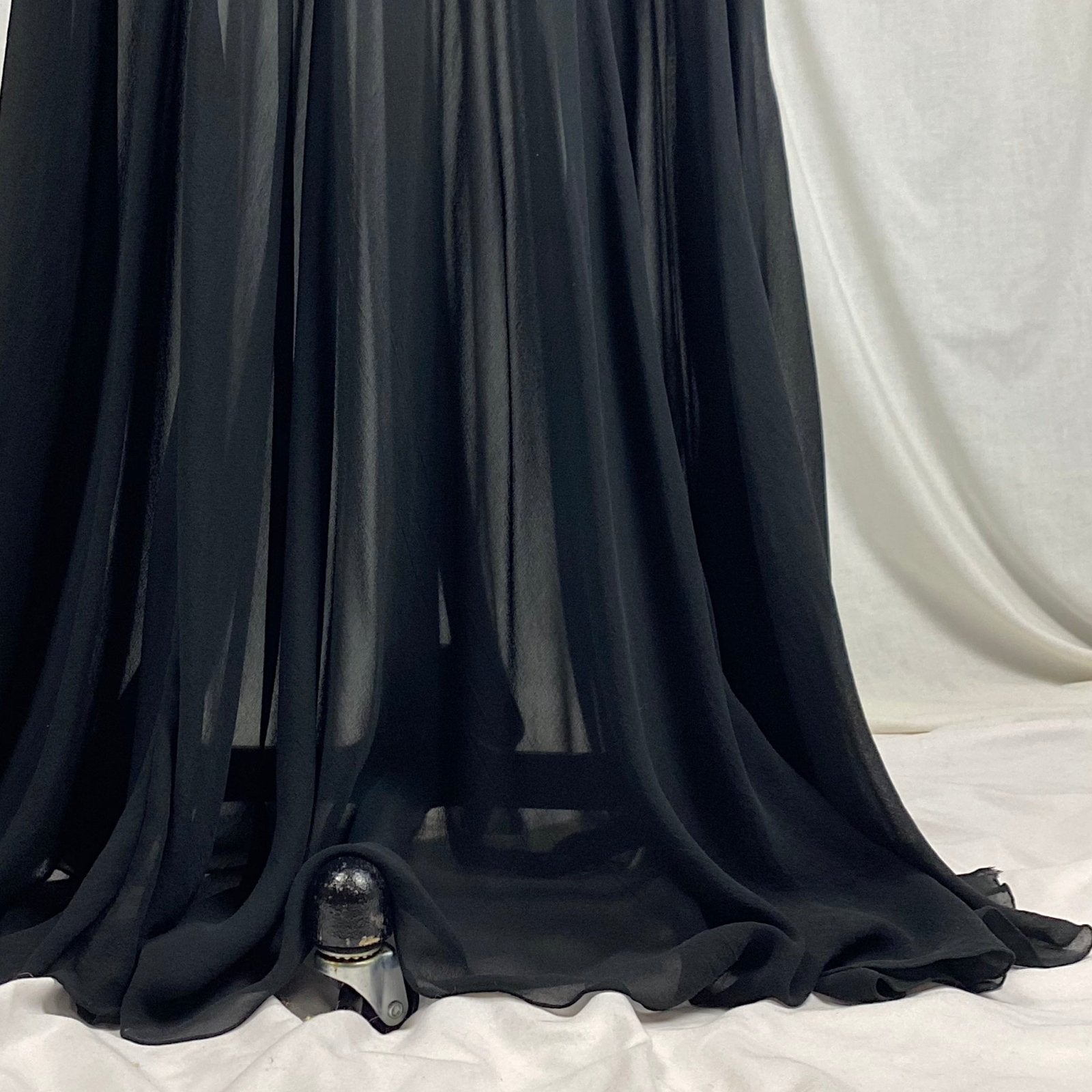 Vintage 1950's Nightgown | Sheer Black Chiffon with Deep Olive Green Satin inserts & Chantilly Lace | Size S, M | By Lucie Ann - Daggers & Dames