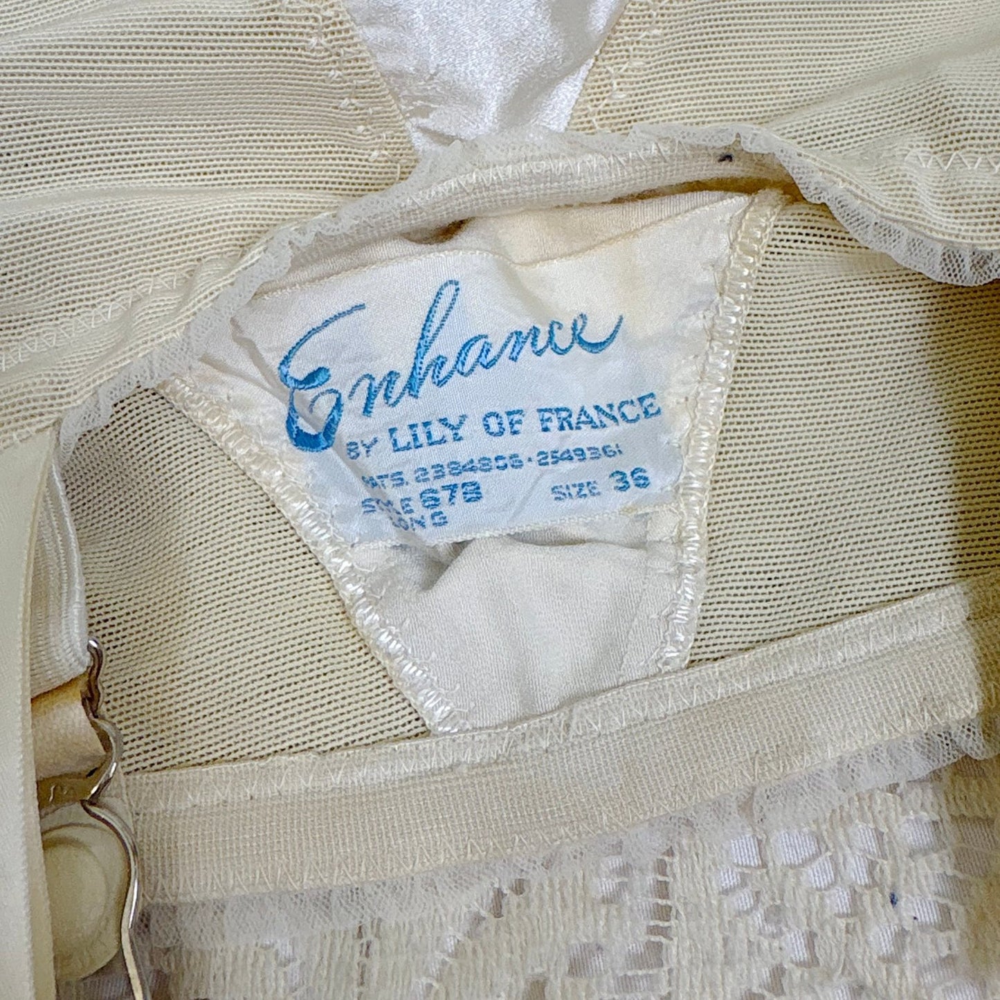 Vintage 1950's White Satin Strapless All - in - One Girdle with Embroidery by Lily of France - Enhance, Size 36 B - Daggers & Dames