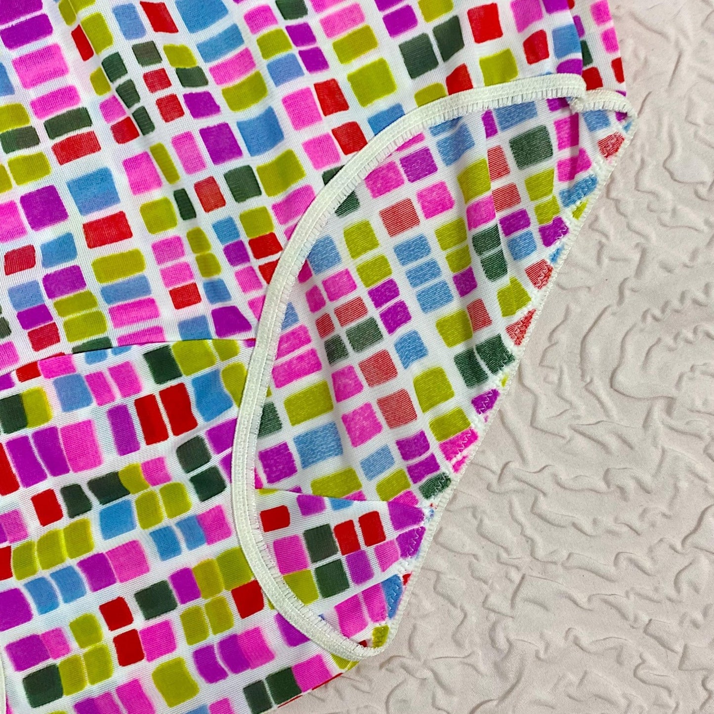 Vintage 1960's Pillow Tab Panties | High Rise White Nylon with Bold Geo Pattern & Mushroom Gusset| Size S, M | By Vassarette - Never Worn - Daggers & Dames