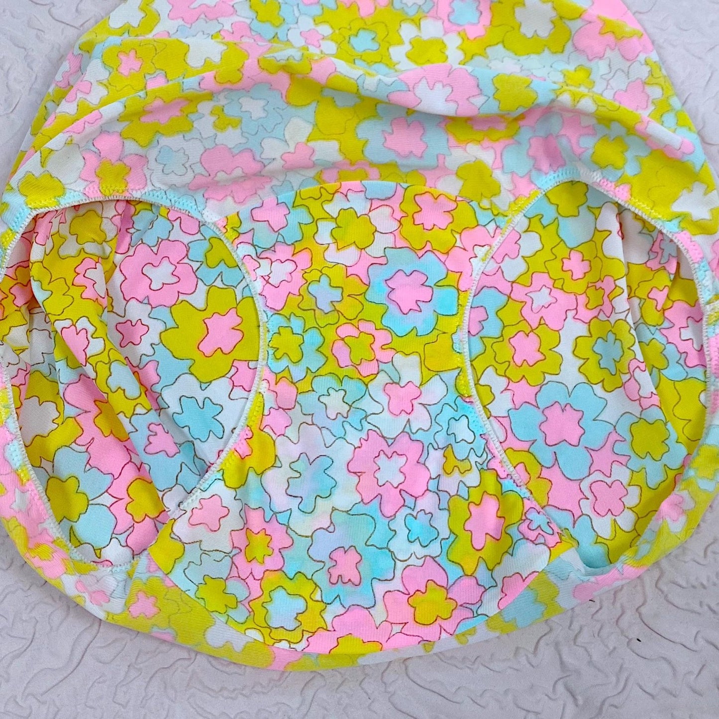 Vintage 1960's Pillow Tab Panties | High Rise White Nylon with Floral Print & Mushroom Gusset | Size S, M | By Vassarette - Never Worn - Daggers & Dames