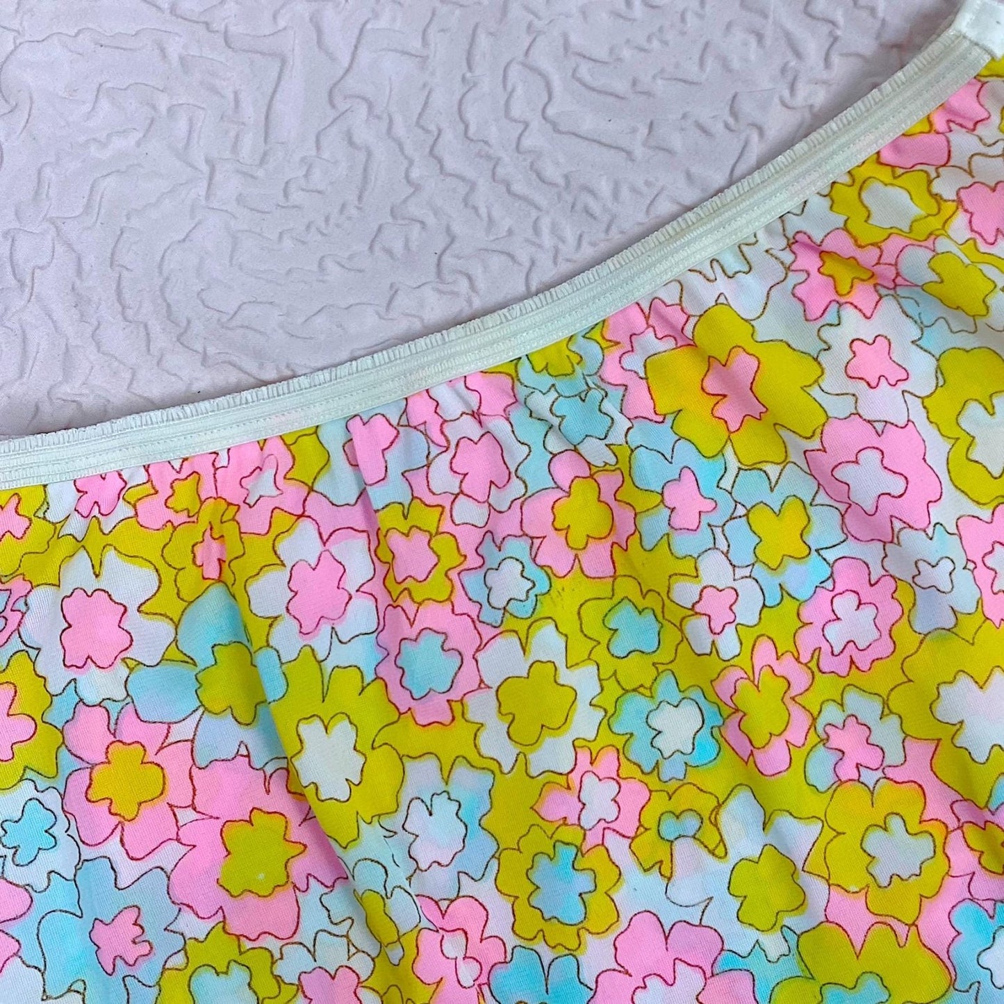 Vintage 1960's Pillow Tab Panties | High Rise White Nylon with Floral Print & Mushroom Gusset | Size S, M | By Vassarette - Never Worn - Daggers & Dames