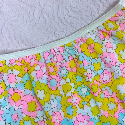 Vintage 1960's Pillow Tab Panties | High Rise White Nylon with Floral Print & Mushroom Gusset | Size S, M | By Vassarette - Never Worn - Daggers & Dames