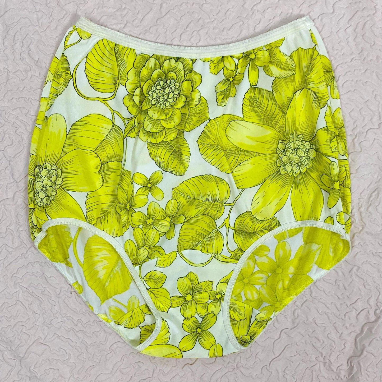 Vintage 1960's Pillow Tab Panties | High Rise White Nylon with Floral Print & Mushroom Gusset | Size S, M | By Vassarette - Never Worn - Daggers & Dames