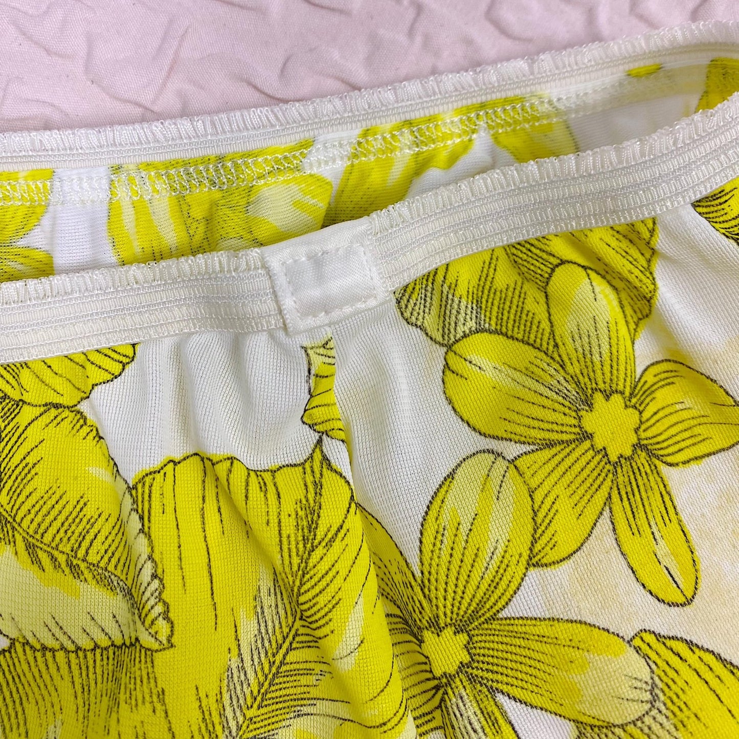 Vintage 1960's Pillow Tab Panties | High Rise White Nylon with Floral Print & Mushroom Gusset | Size S, M | By Vassarette - Never Worn - Daggers & Dames